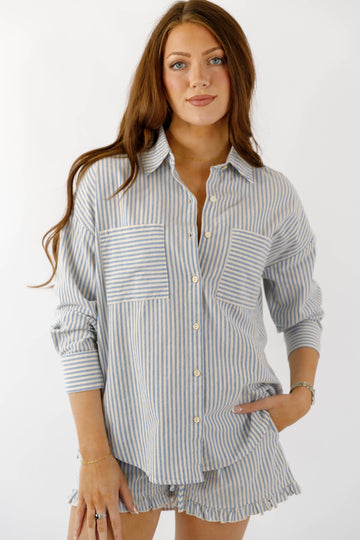 On Beach Time Button Down Top