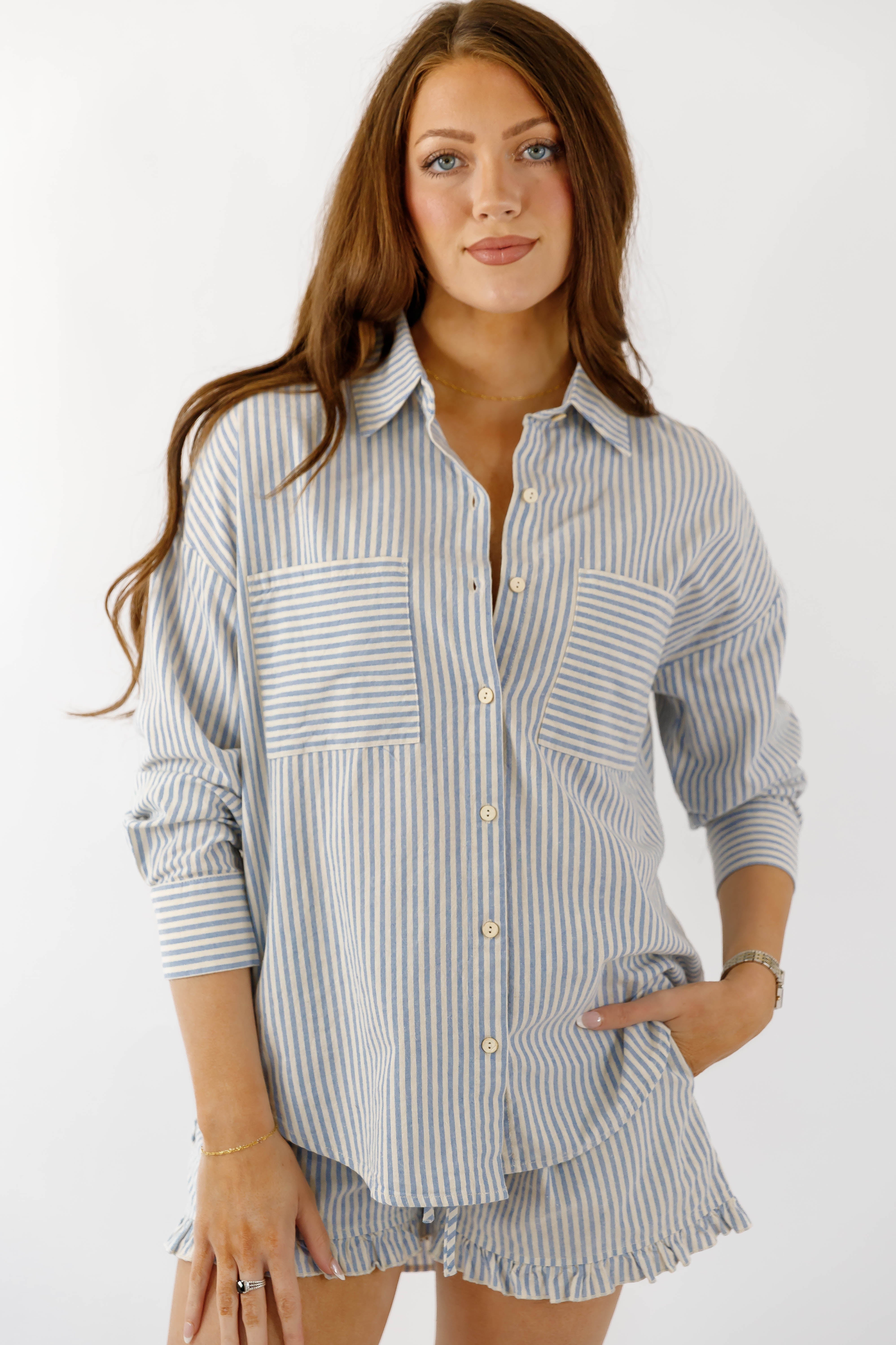 On Beach Time Button Down Top