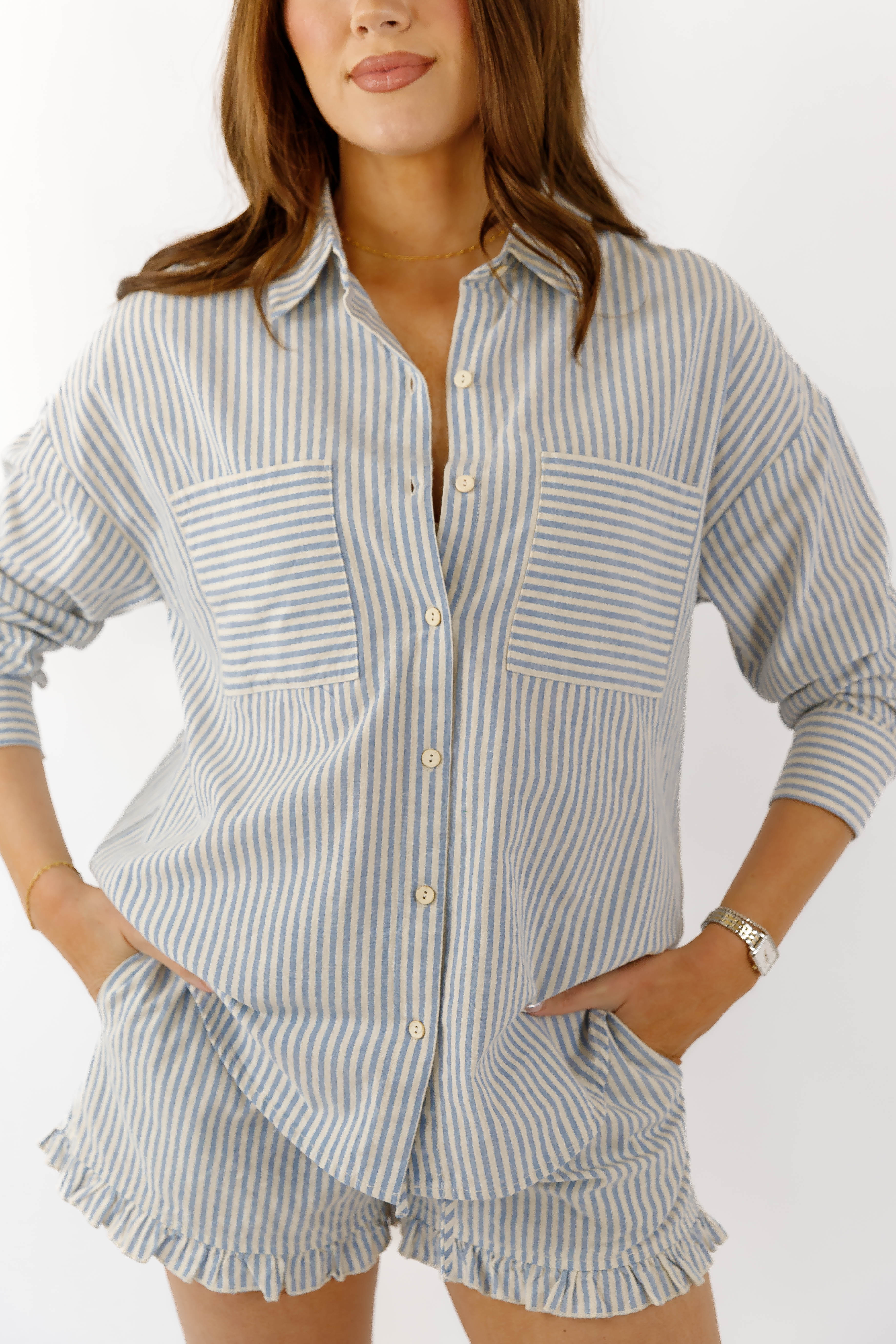 On Beach Time Button Down Top
