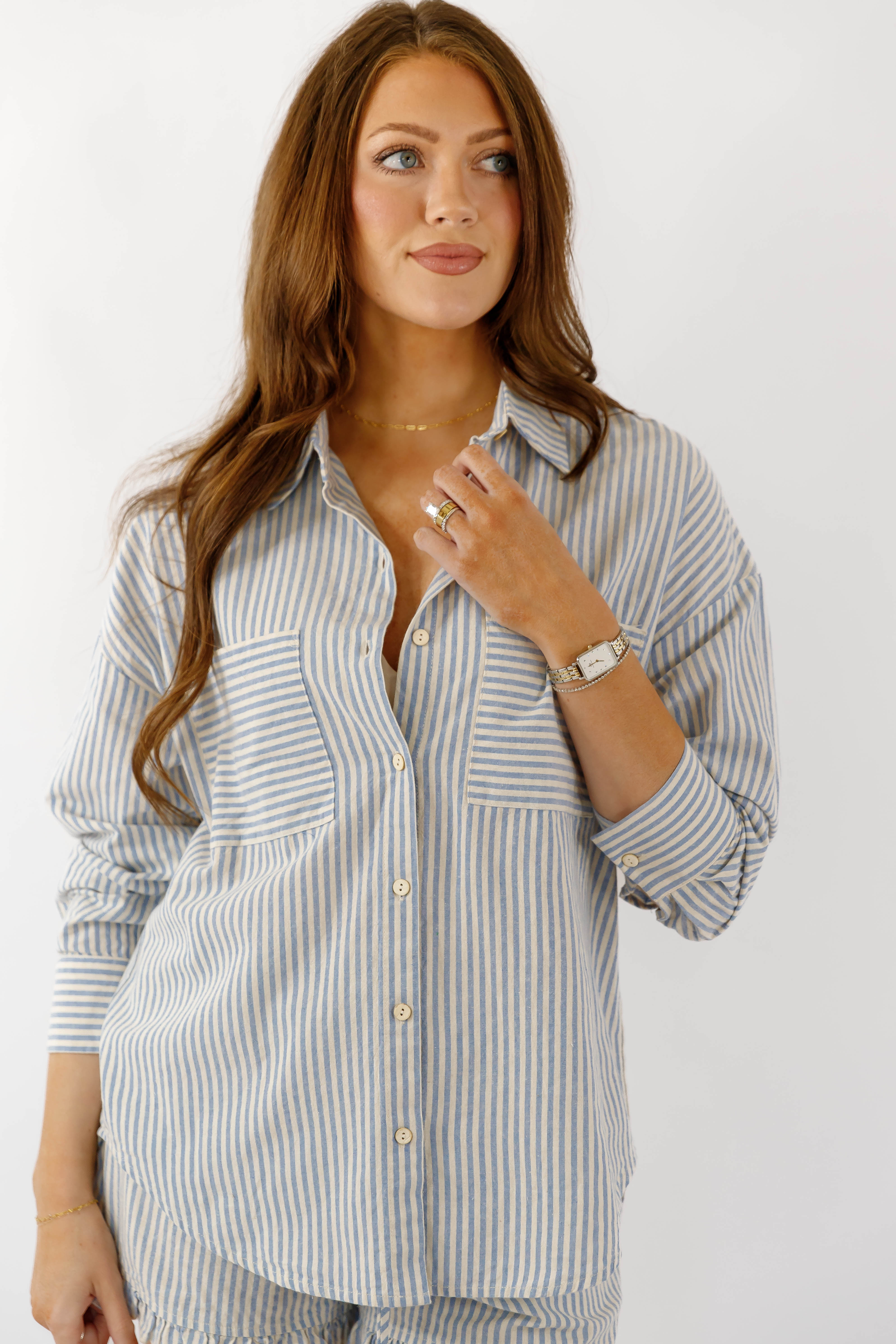 On Beach Time Button Down Top