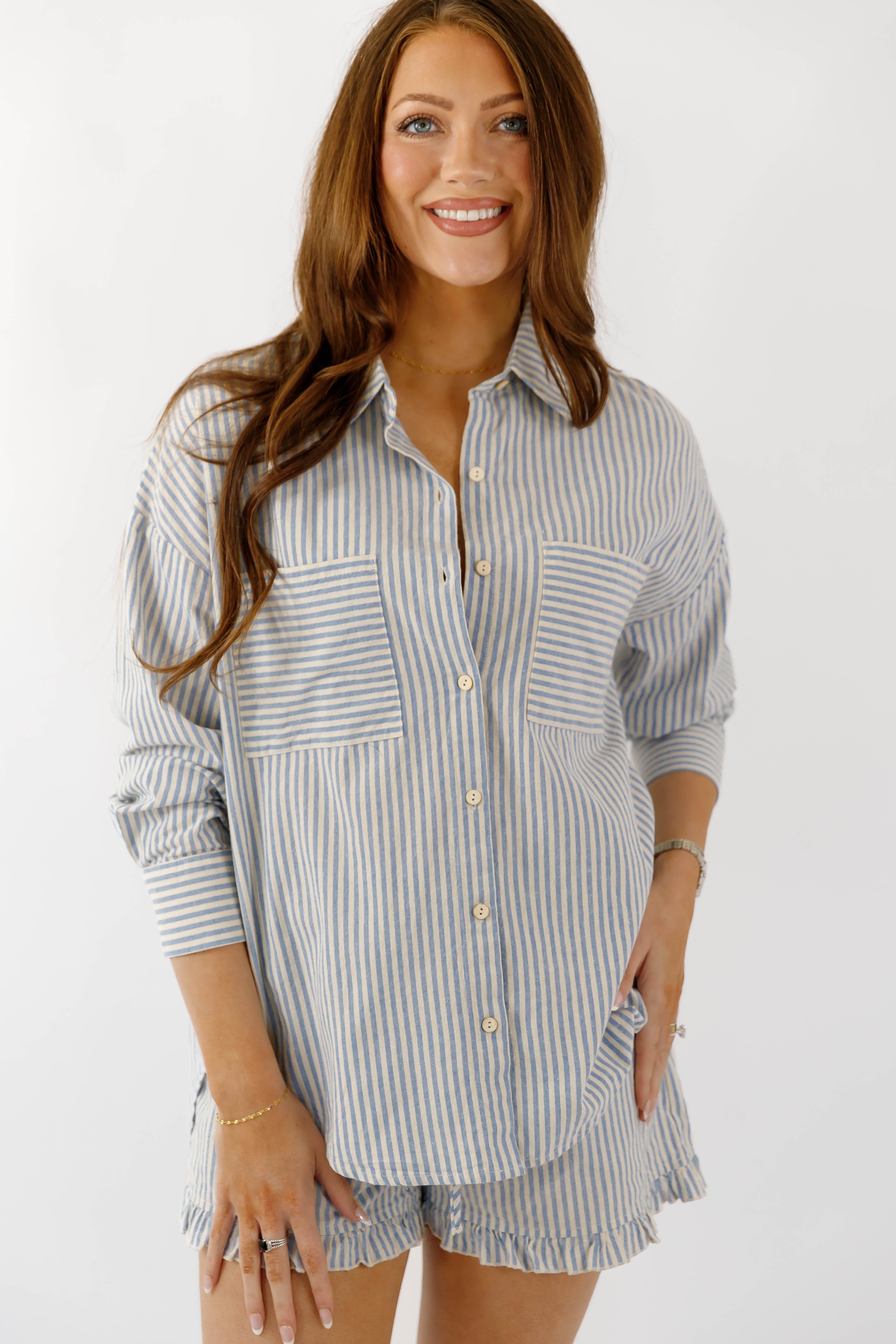 On Beach Time Button Down Top