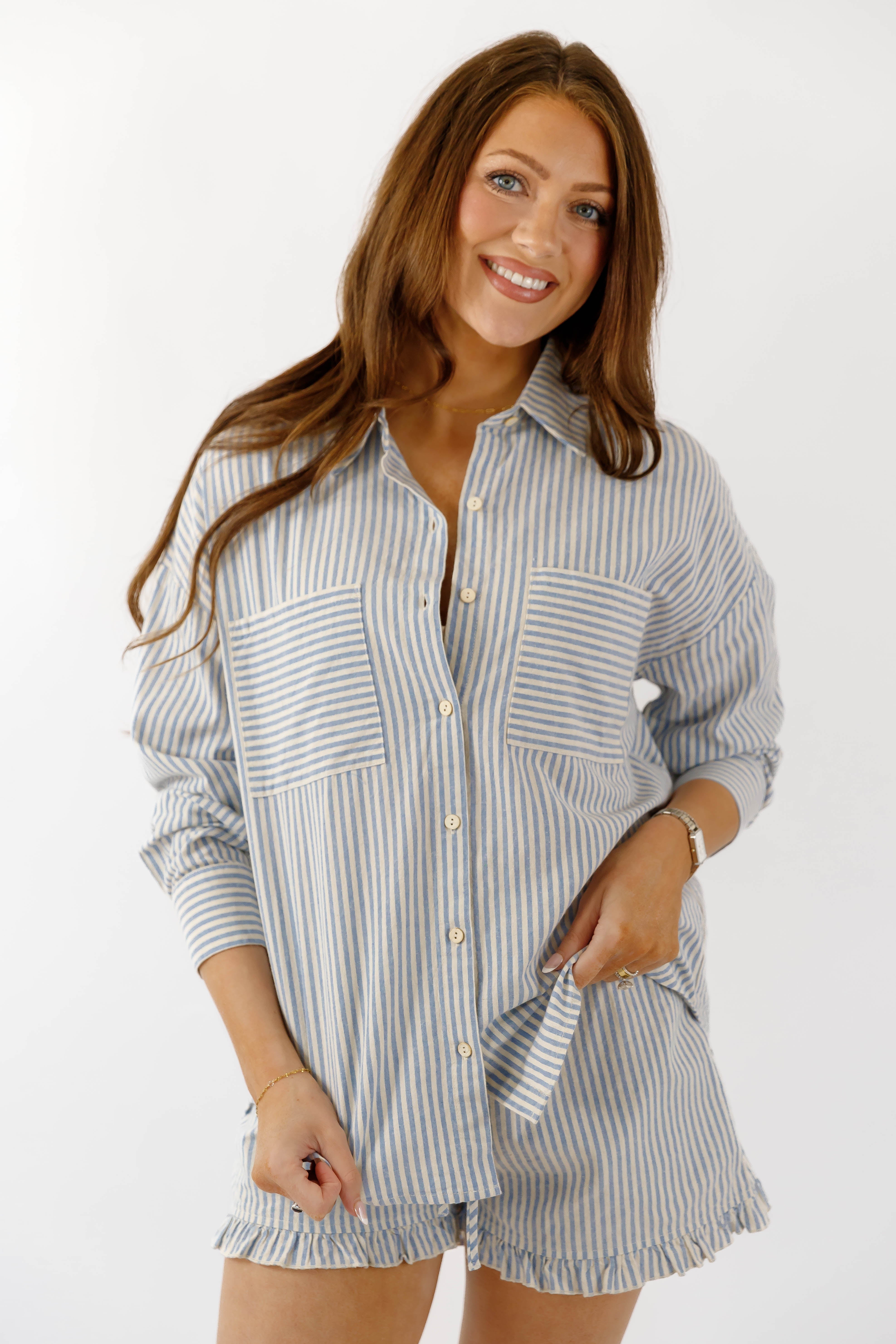 On Beach Time Button Down Top