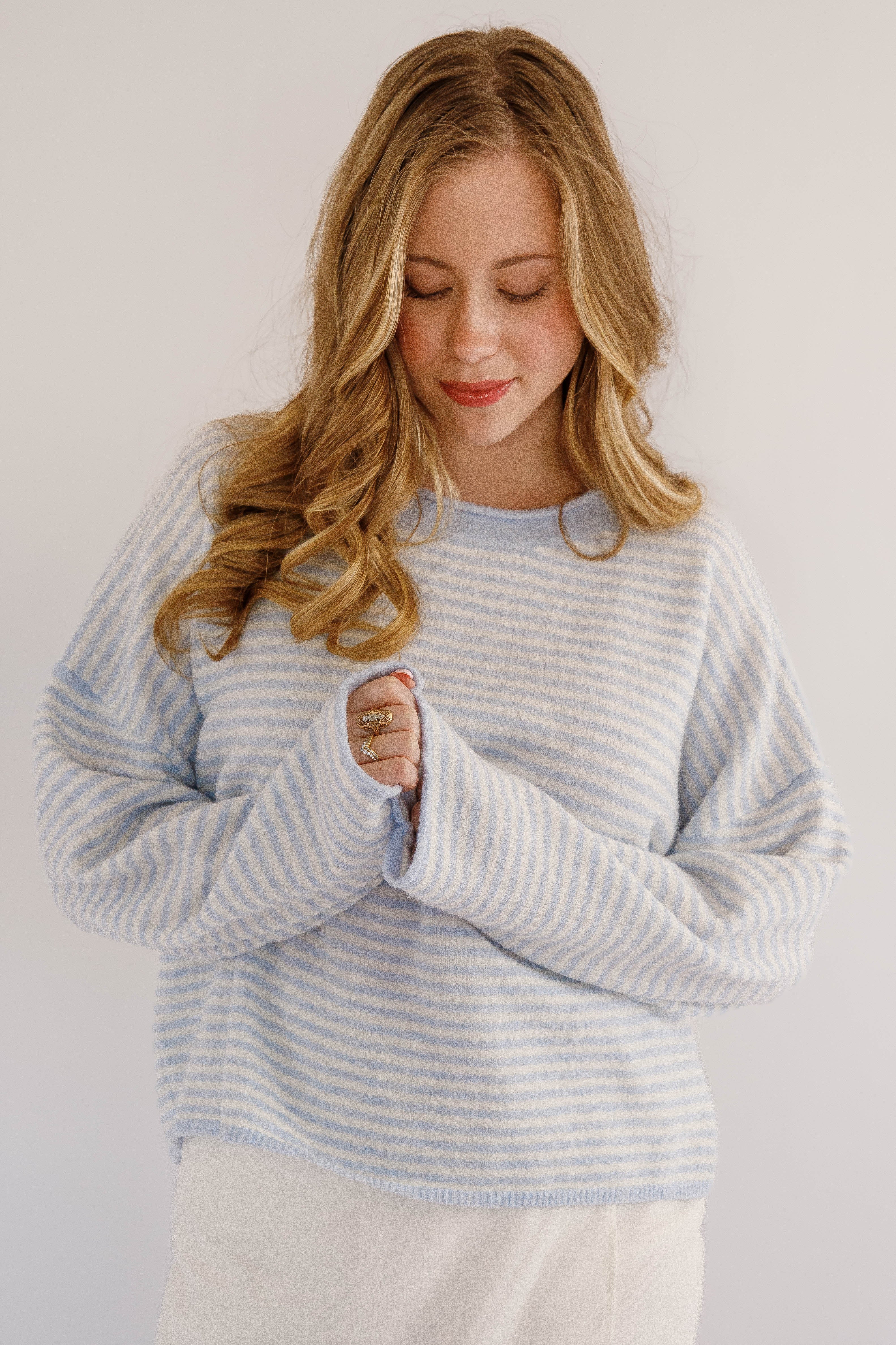 In the Mix Sweater-Blue Stripe