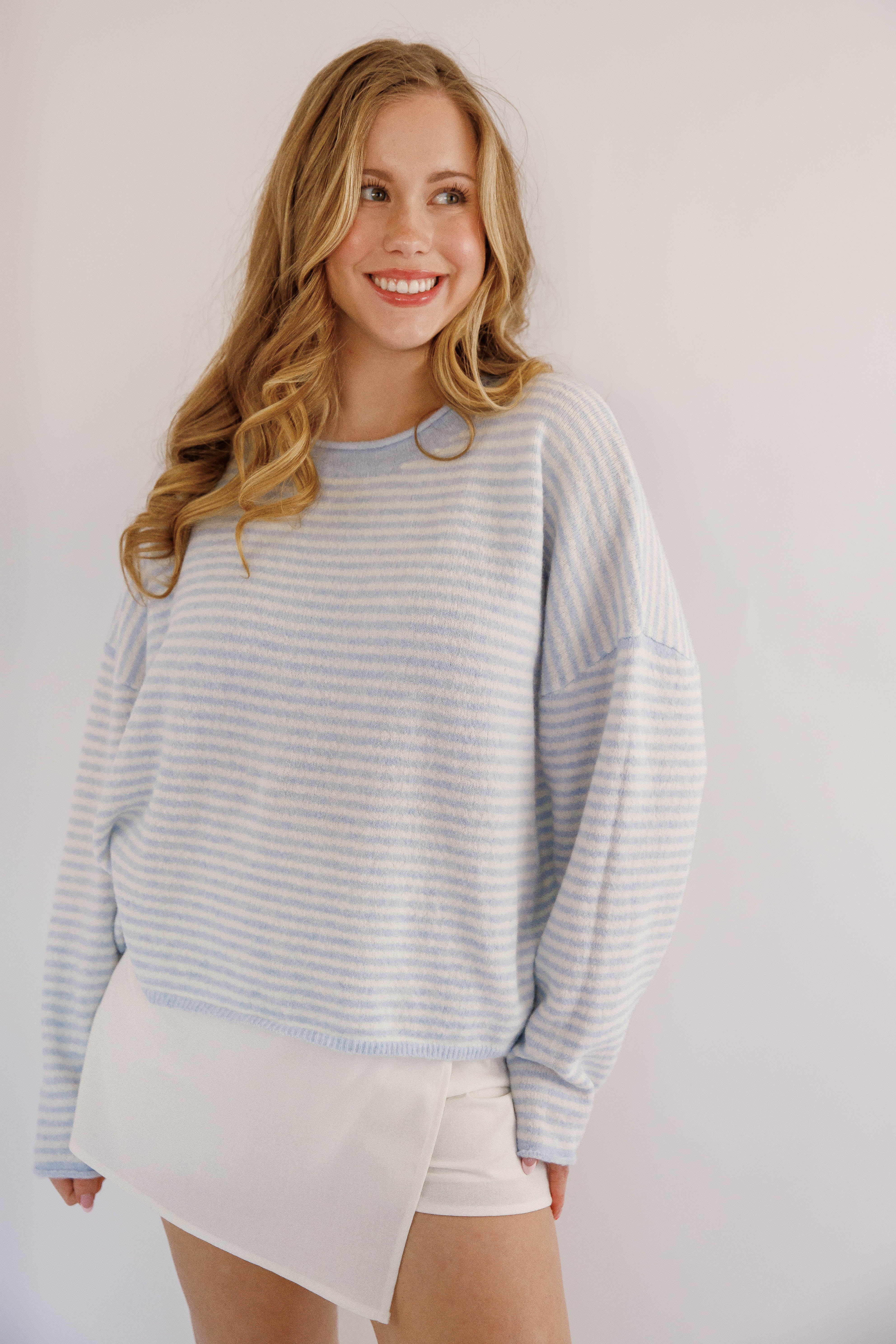 In the Mix Sweater-Blue Stripe