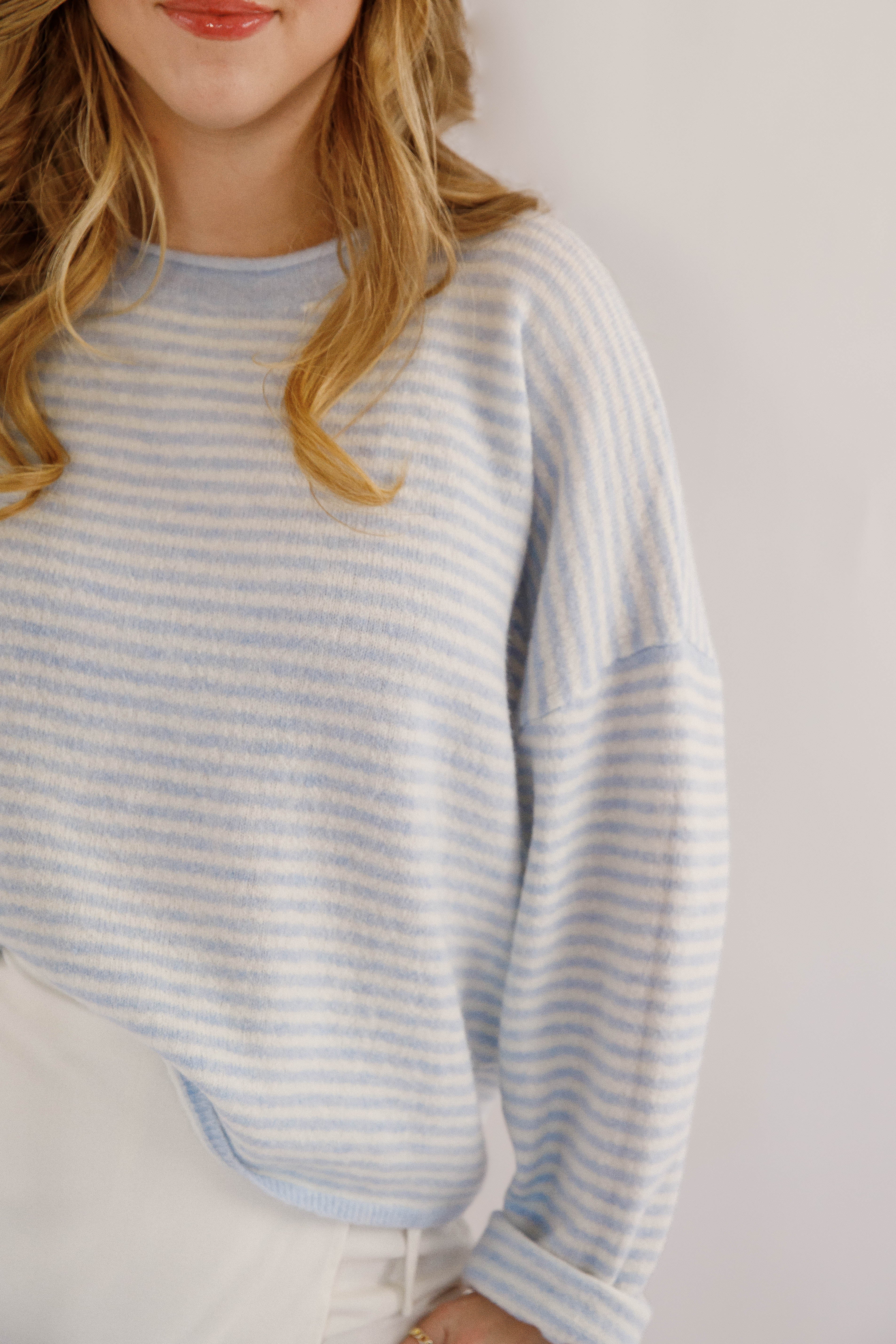 In the Mix Sweater-Blue Stripe