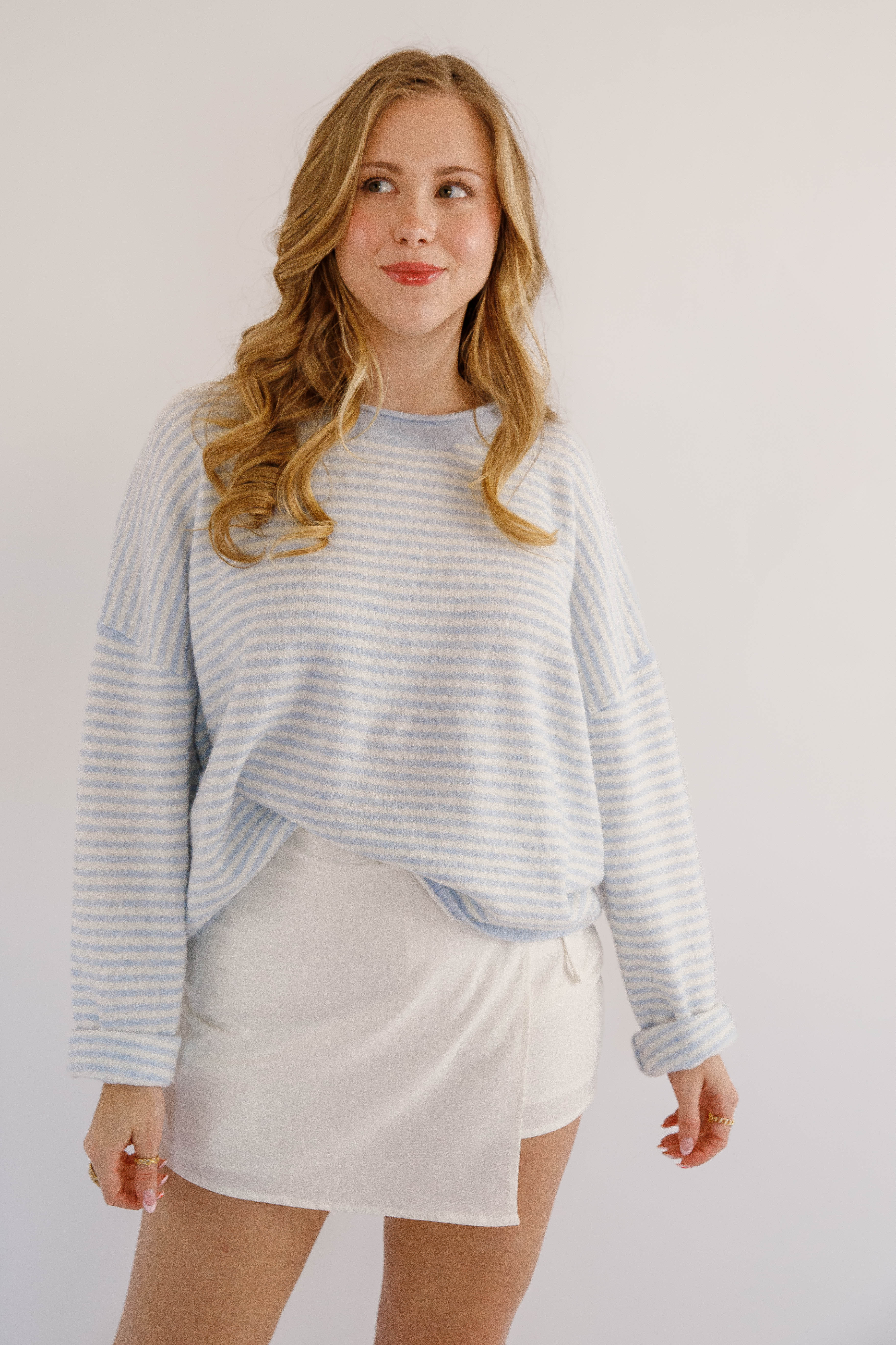 In the Mix Sweater-Blue Stripe