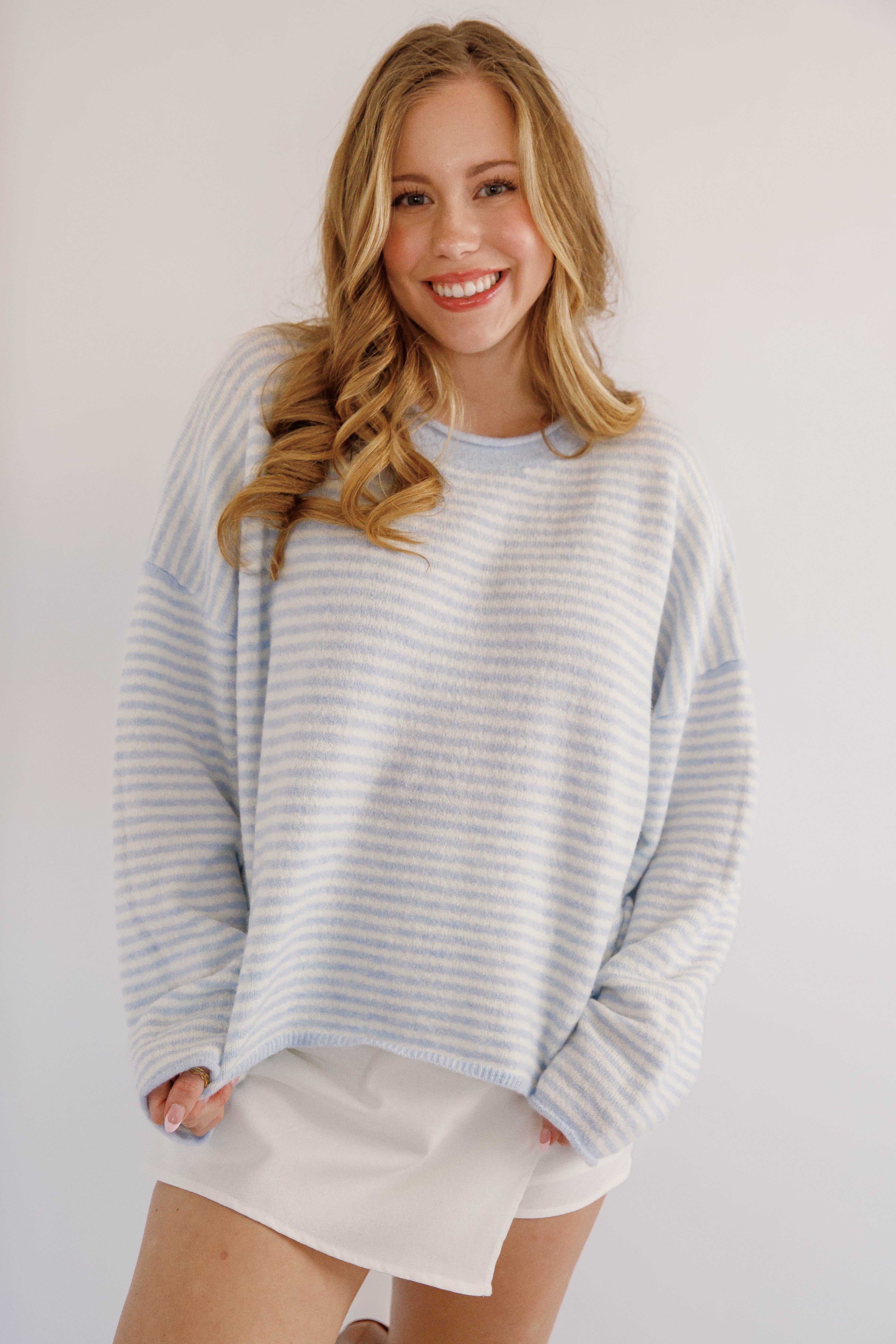 In the Mix Sweater-Blue Stripe