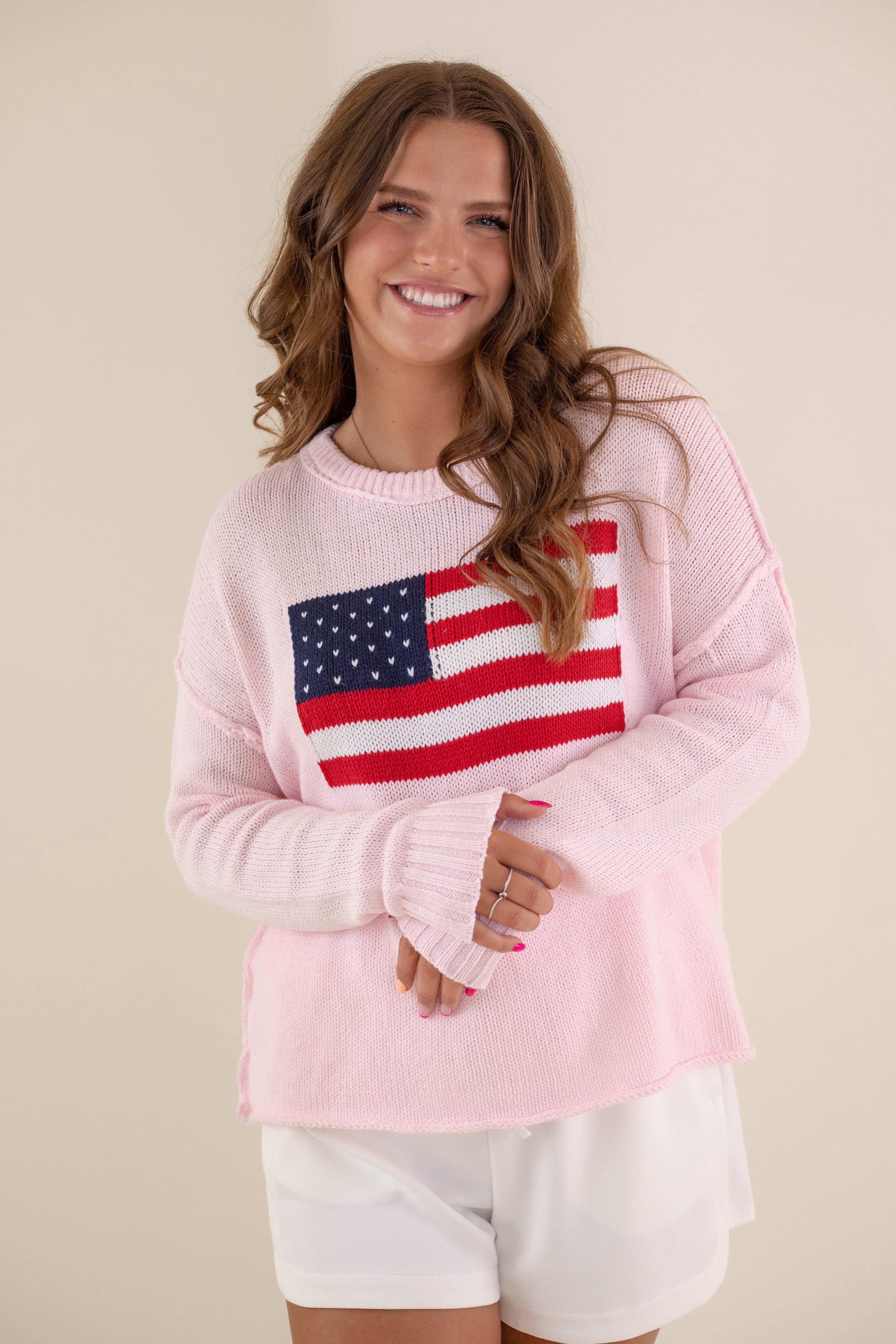 All American Sweater-Blush