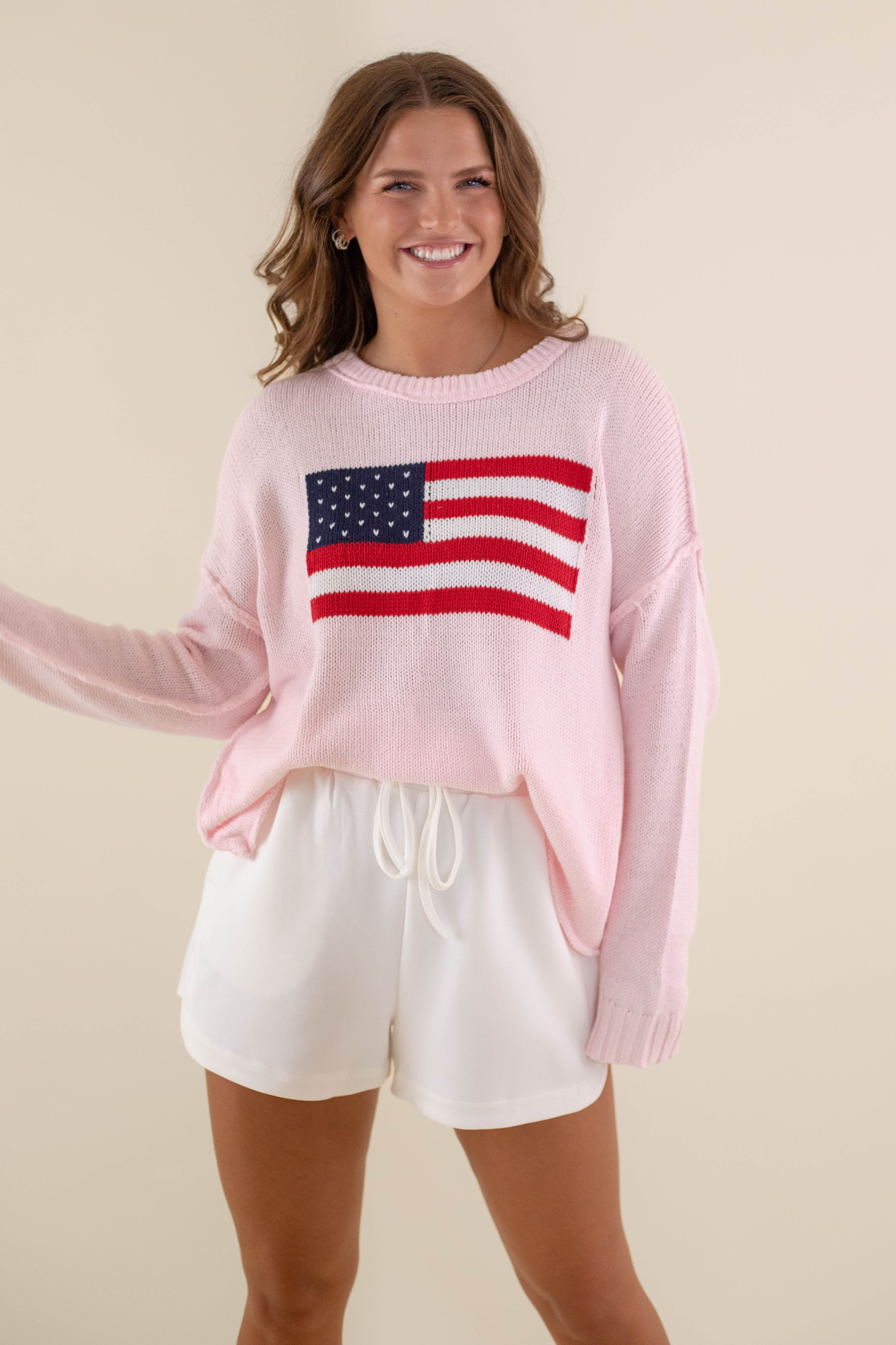 All American Sweater-Blush