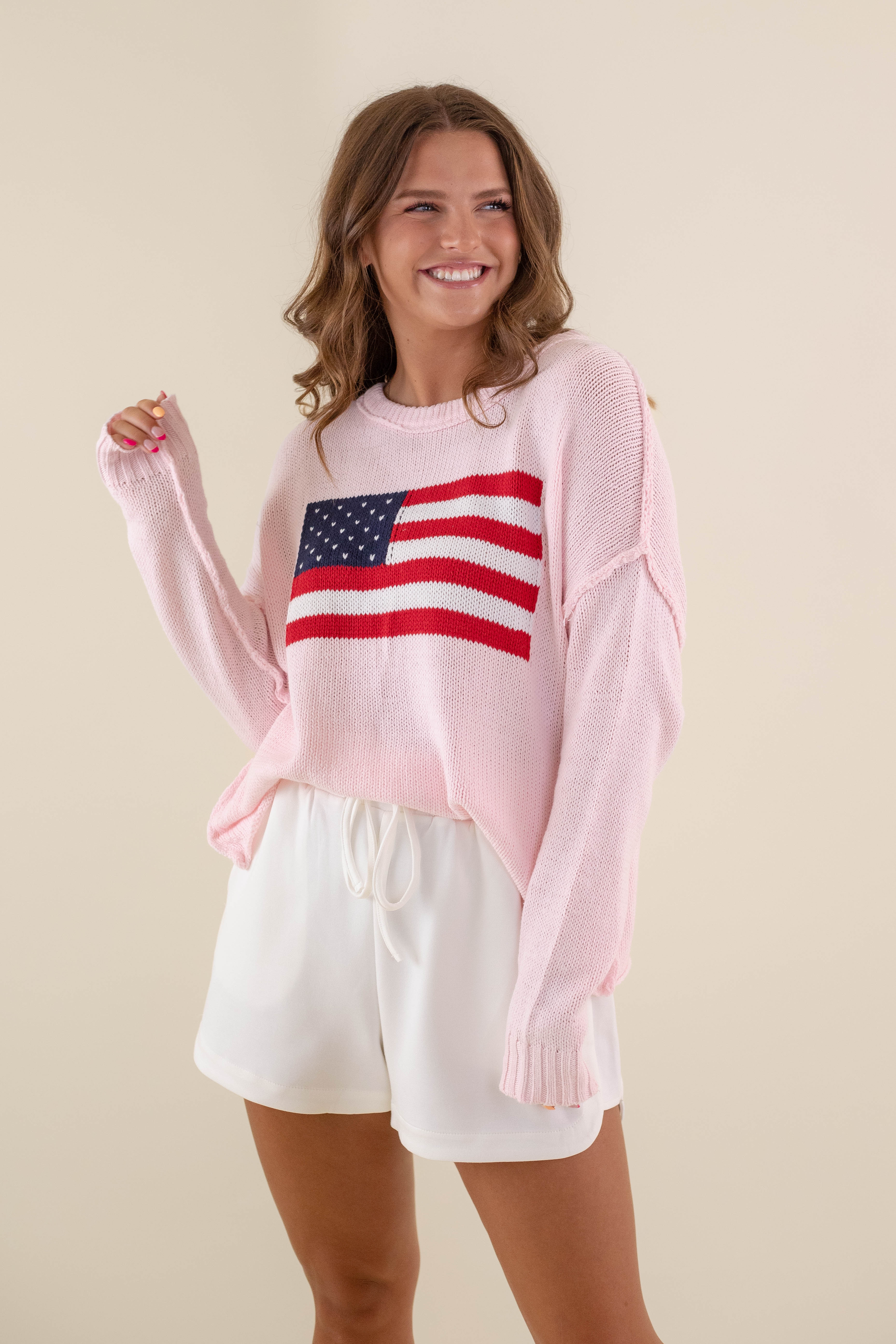 All American Sweater-Blush