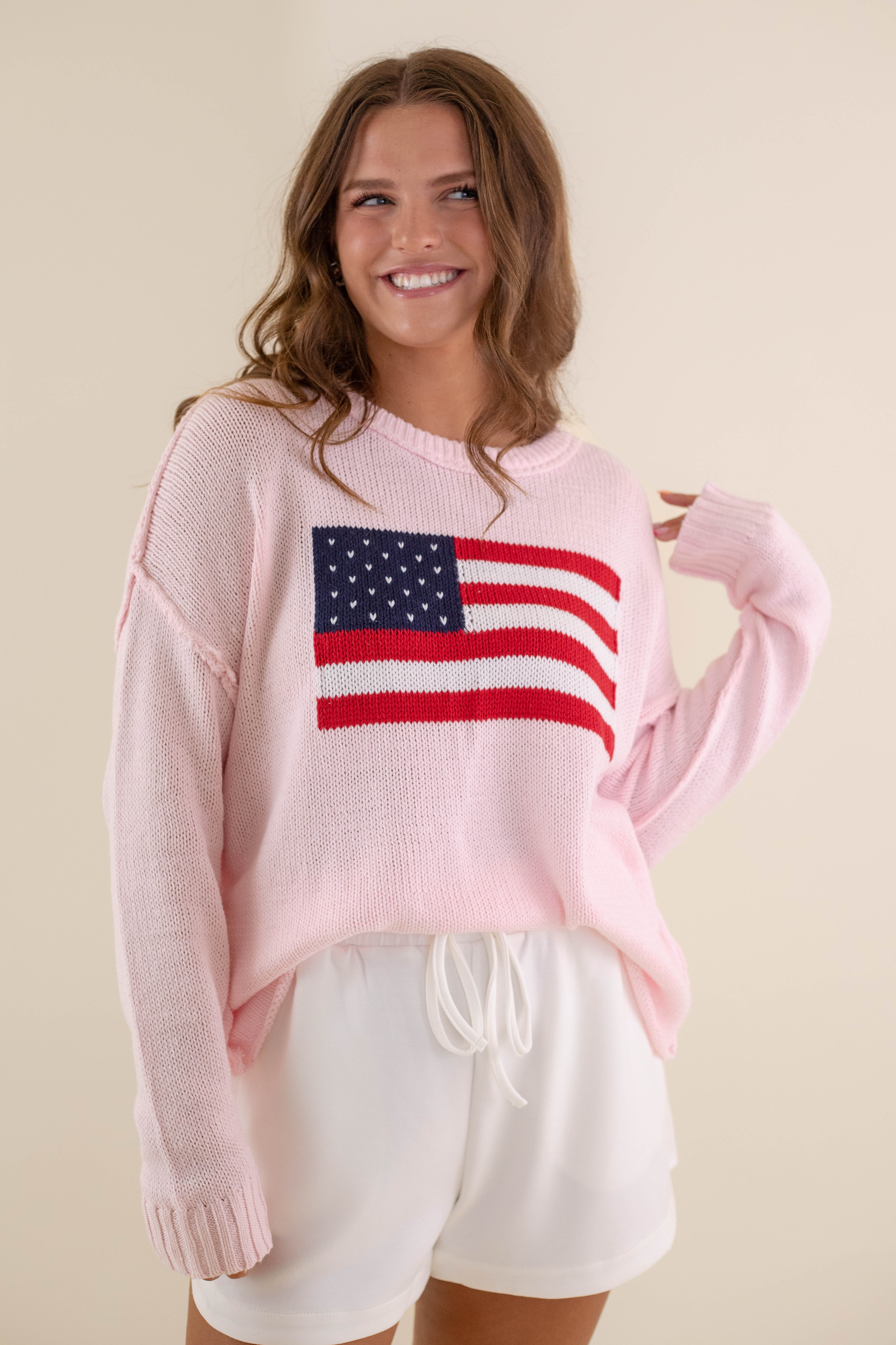 All American Sweater-Blush
