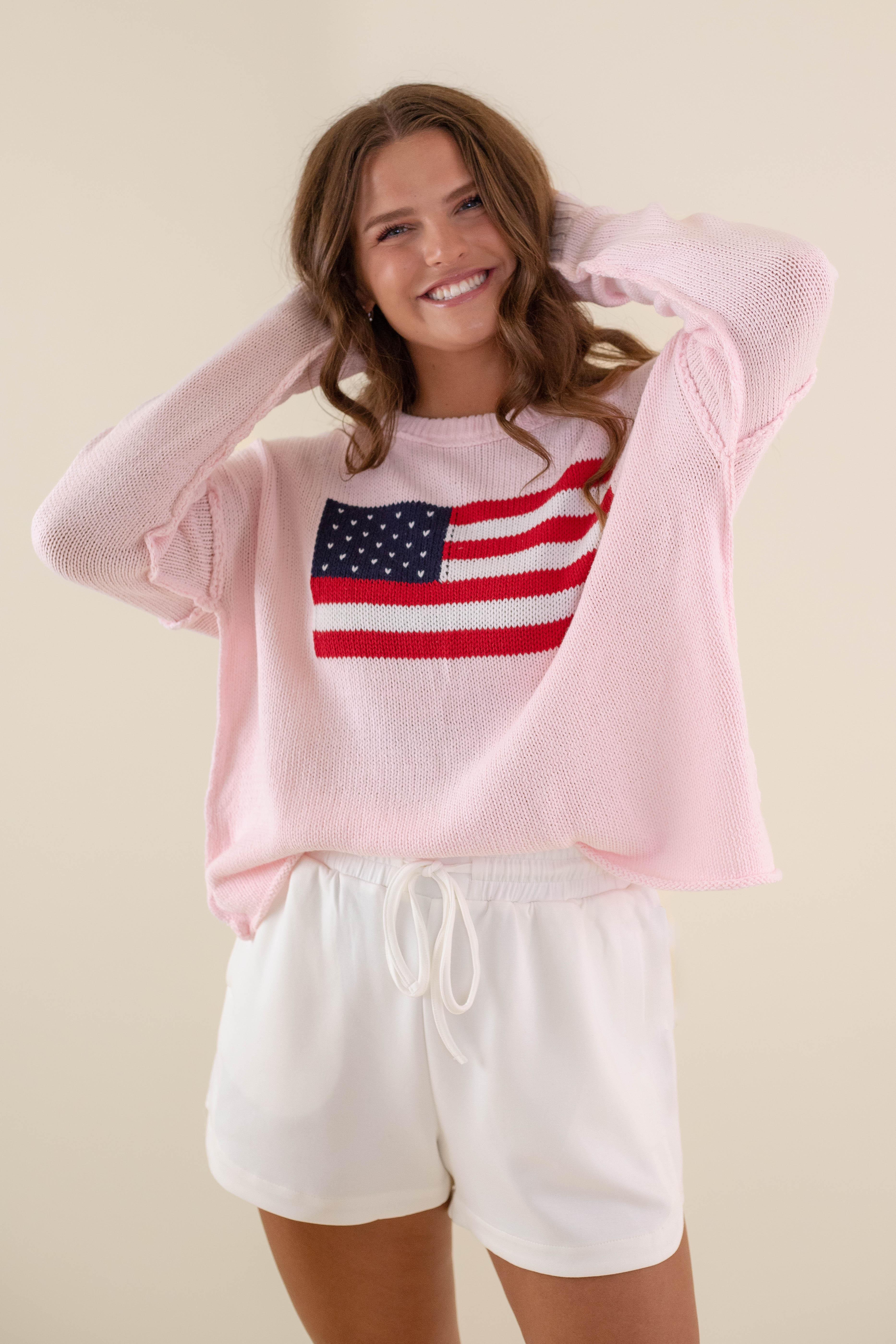All American Sweater-Blush