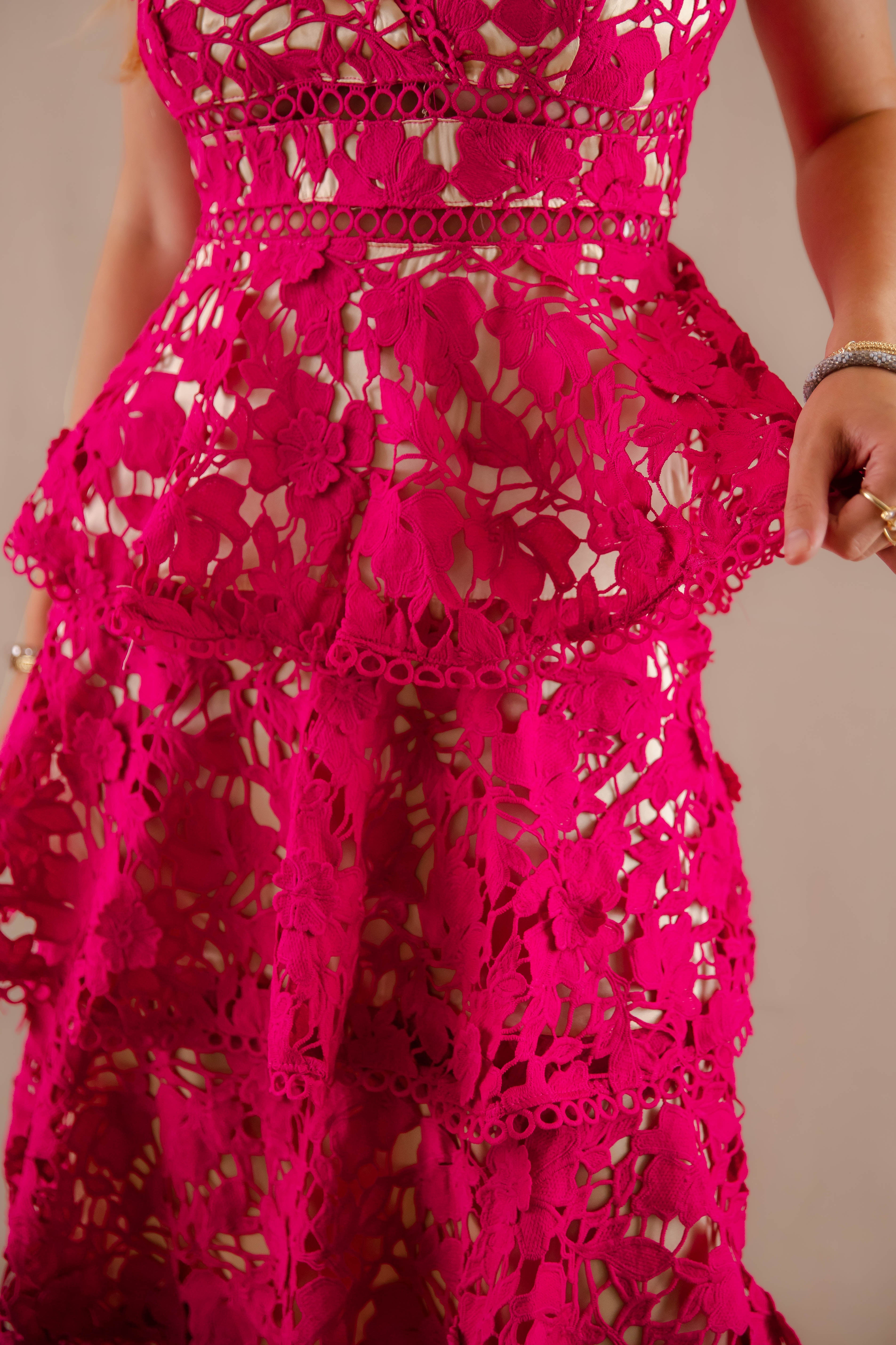 Love Grows Here Midi Dress-Magenta