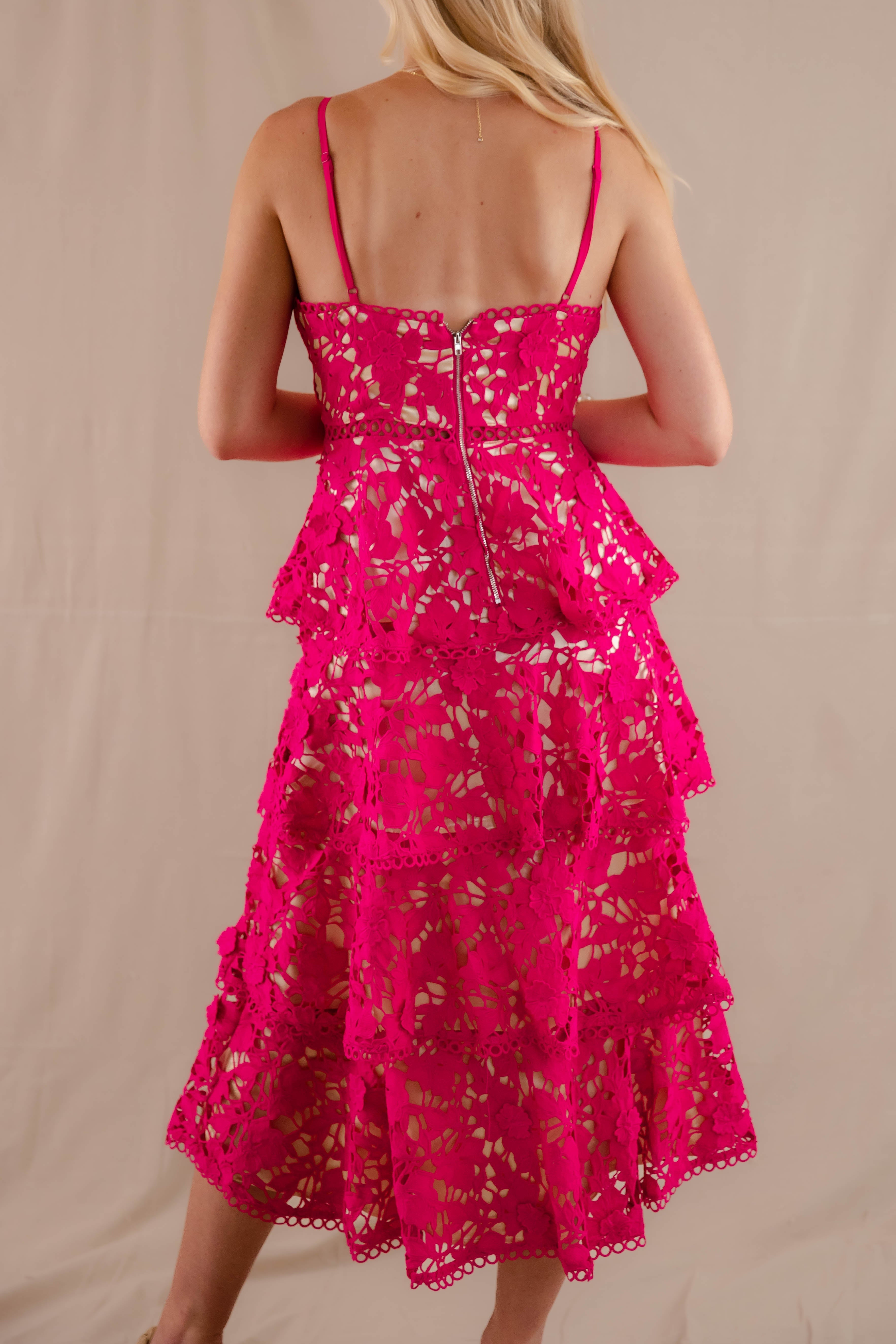 Love Grows Here Midi Dress-Magenta