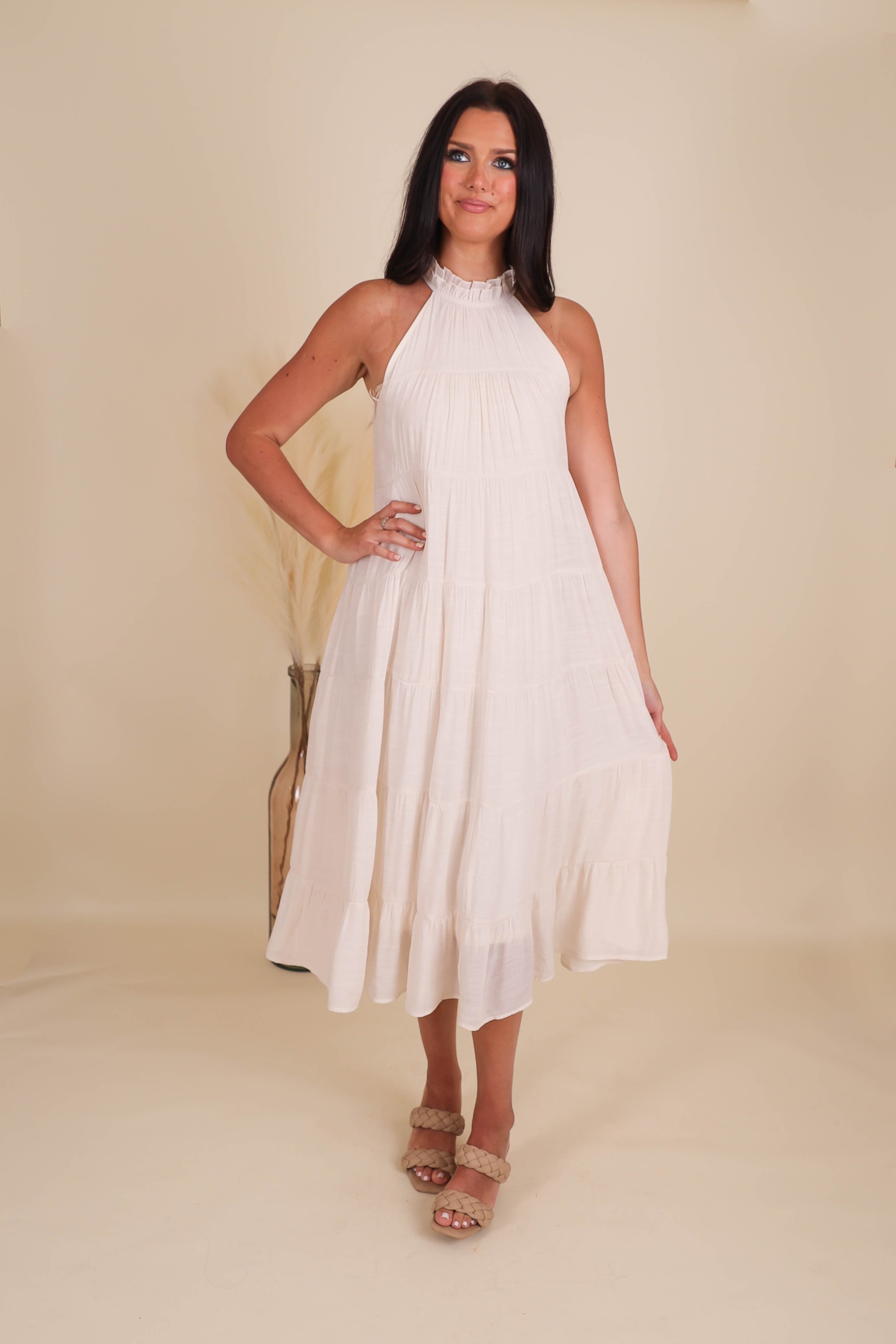 FINAL SALE: Drifting Through Time Midi Dress-Ivory