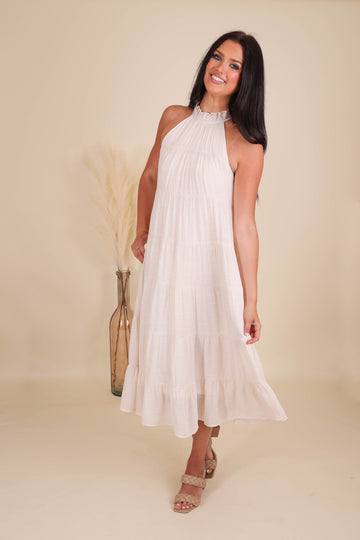 FINAL SALE: Drifting Through Time Midi Dress-Ivory