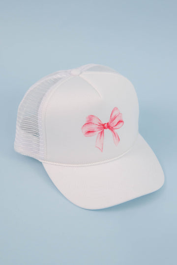 Bow Trucker Hat-White