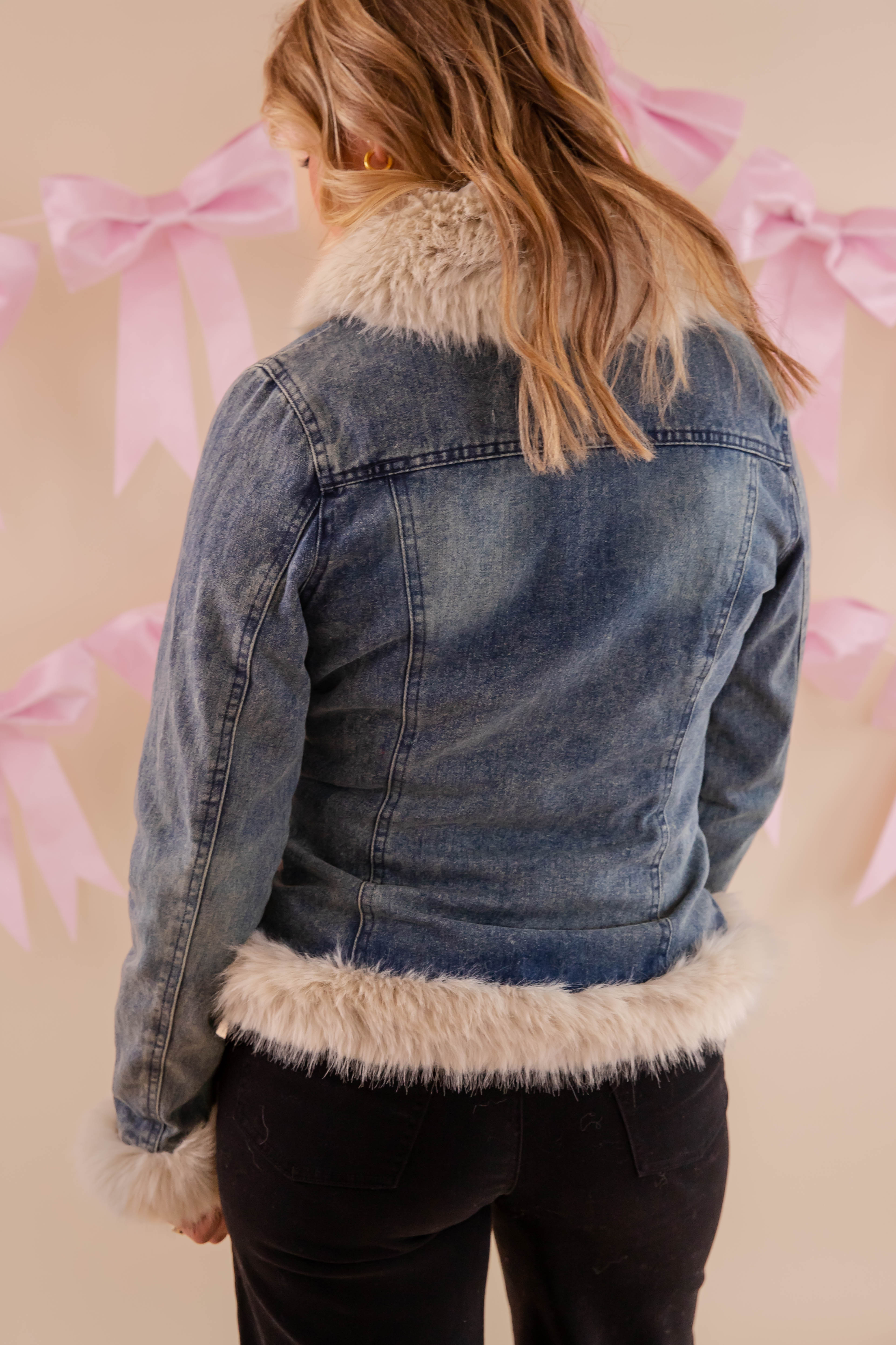 A Big Step Forward Fur Denim Jacket