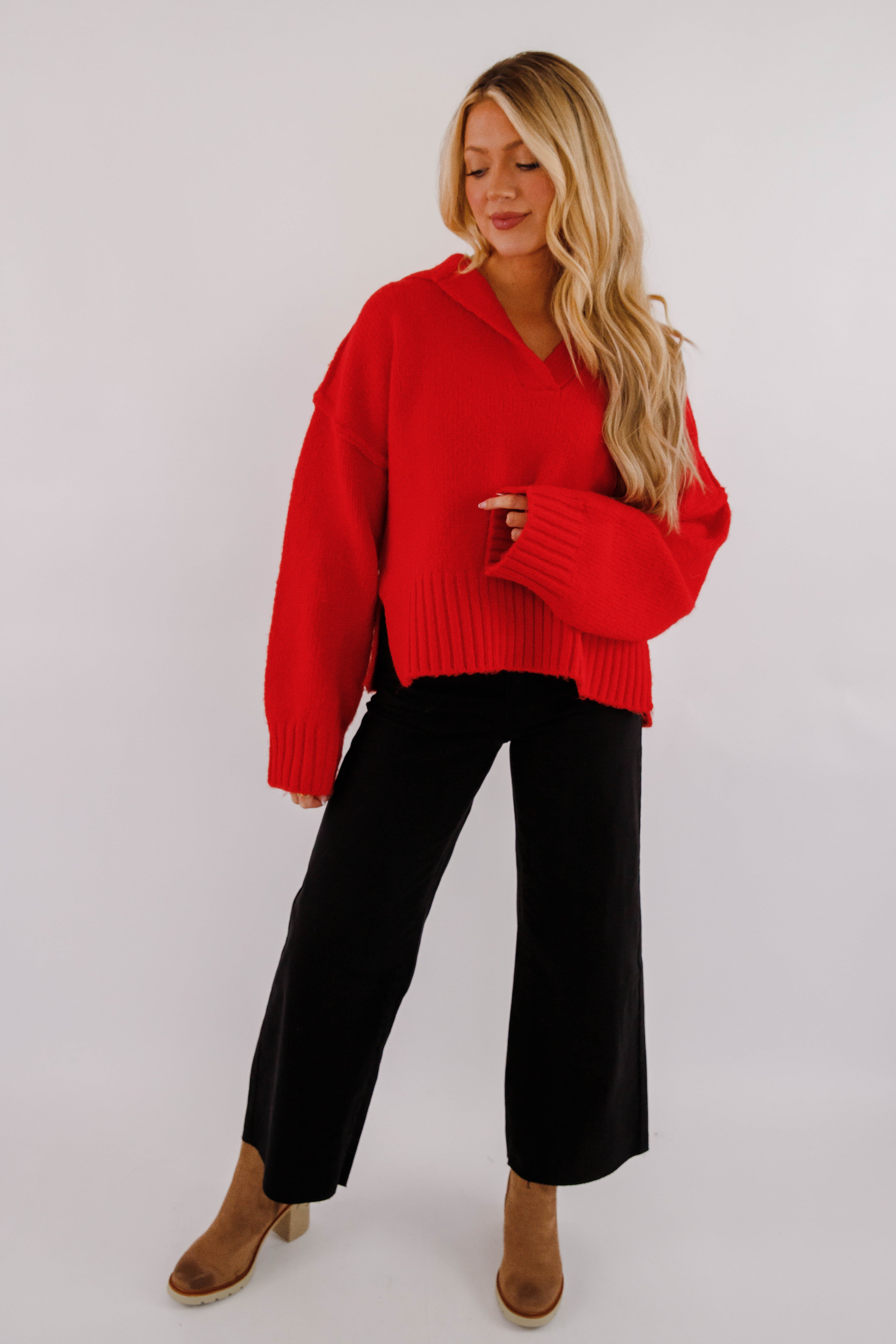 On The Other Side Sweater-Red