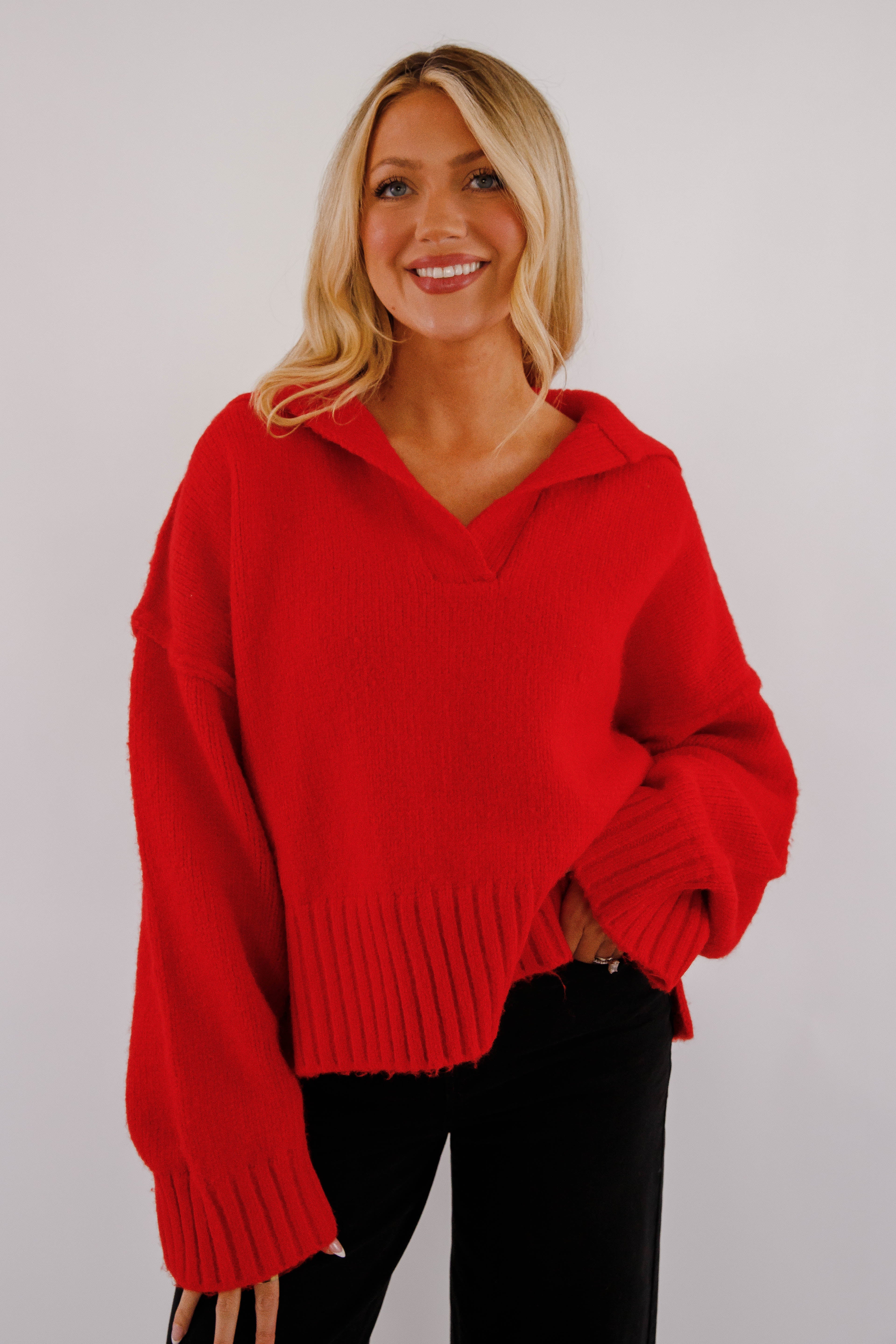 On The Other Side Sweater-Red