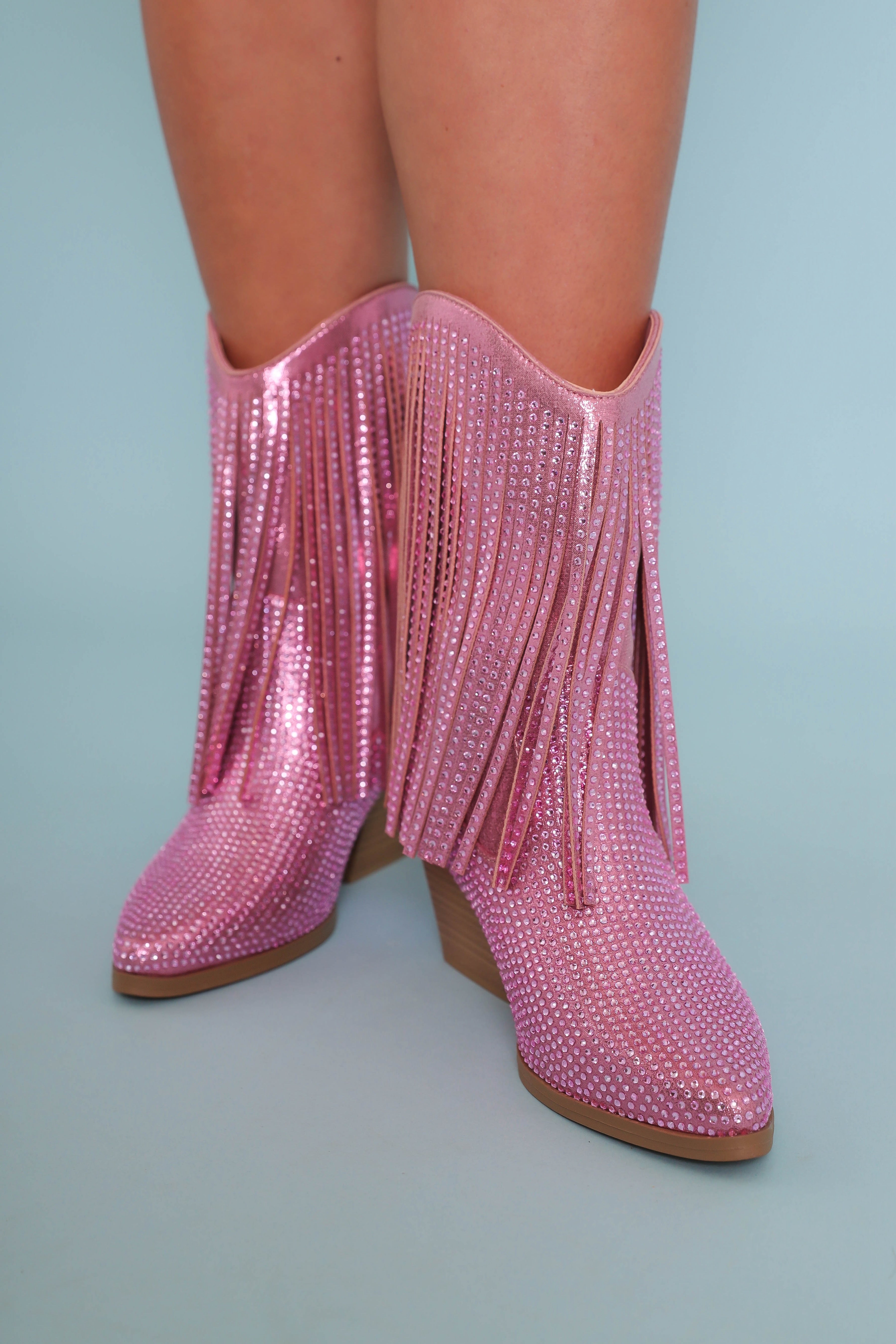 Jessie Rhinestone Boots-Hot Pink
