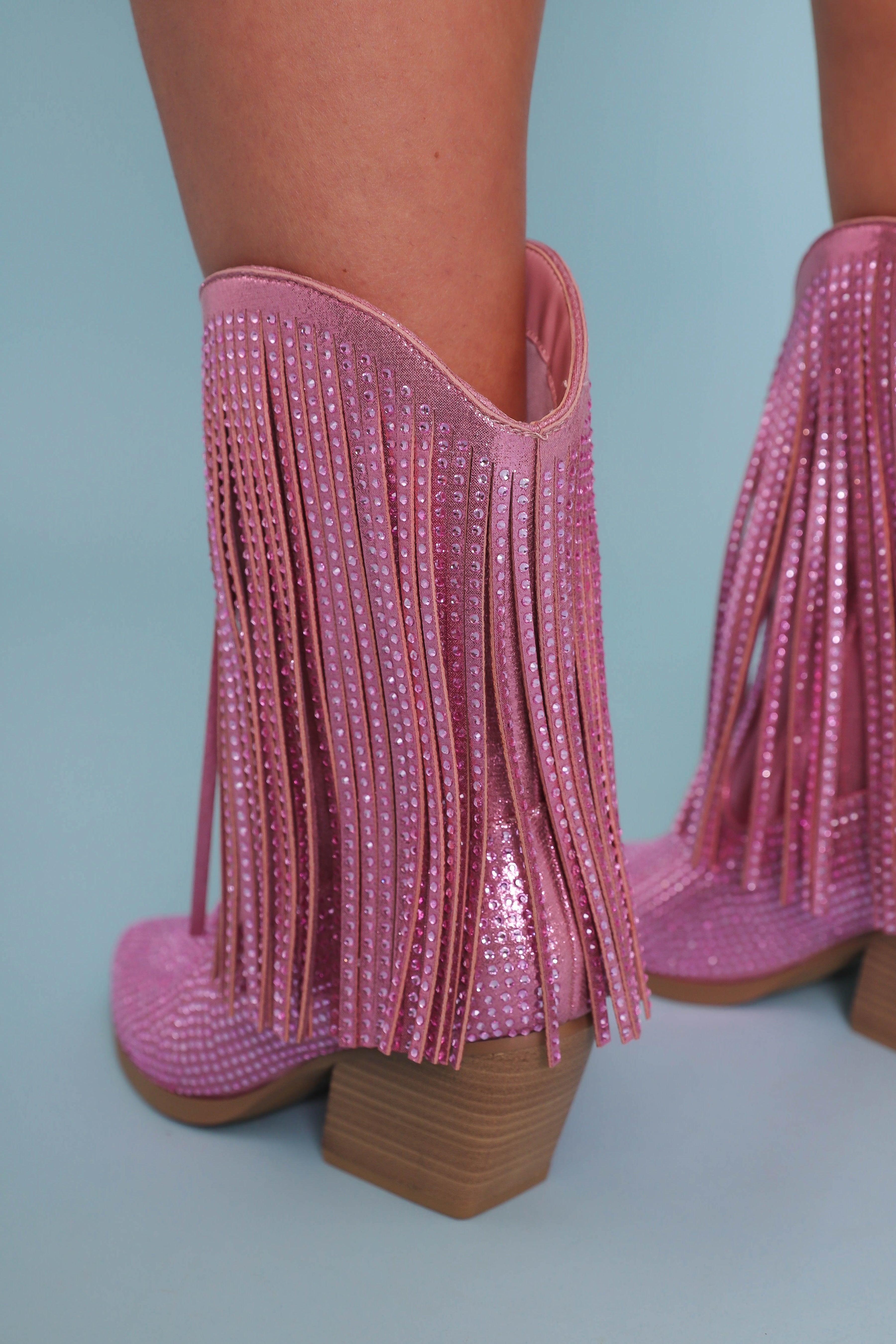 Jessie Rhinestone Boots-Hot Pink