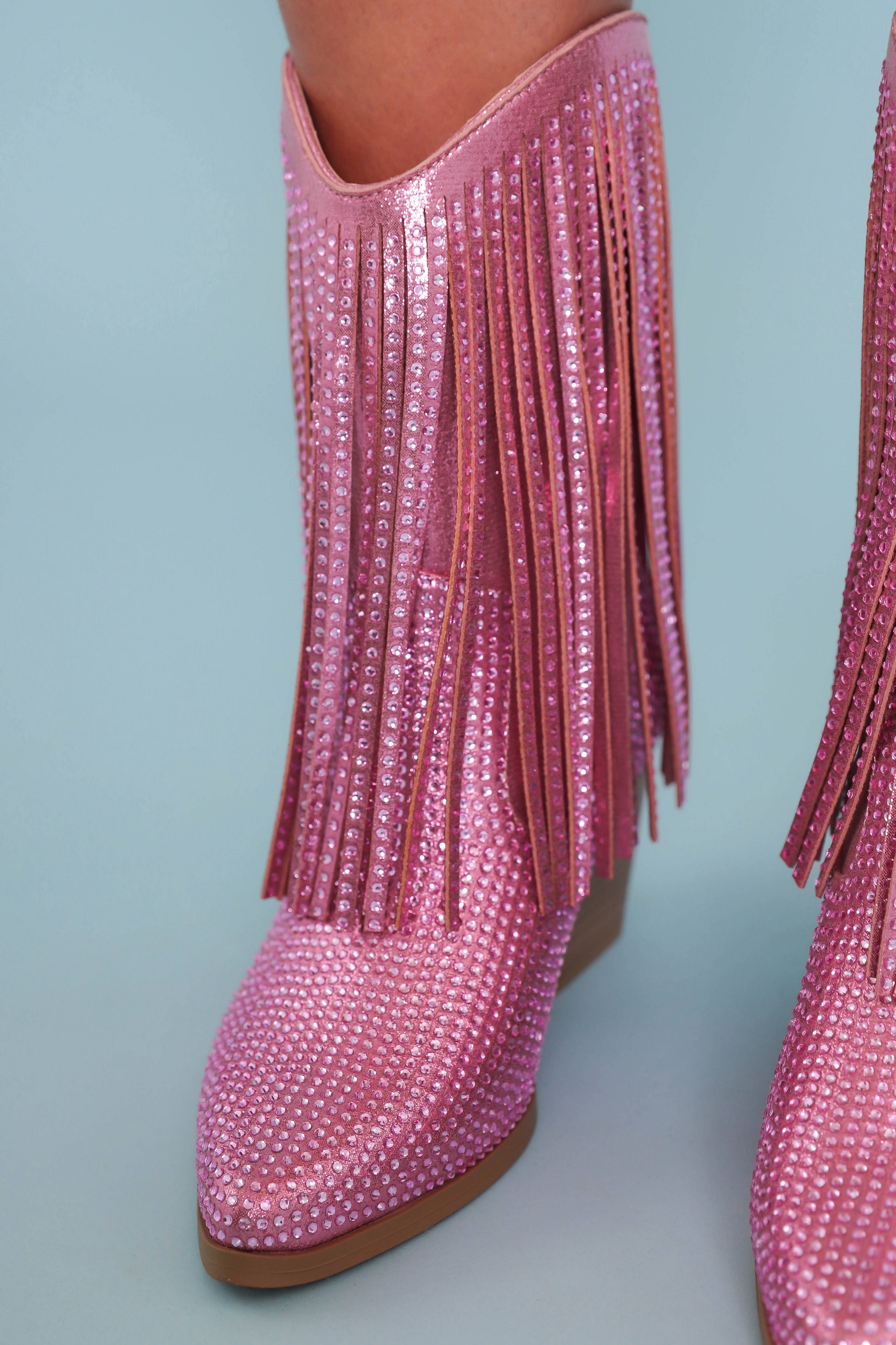 Jessie Rhinestone Boots-Hot Pink