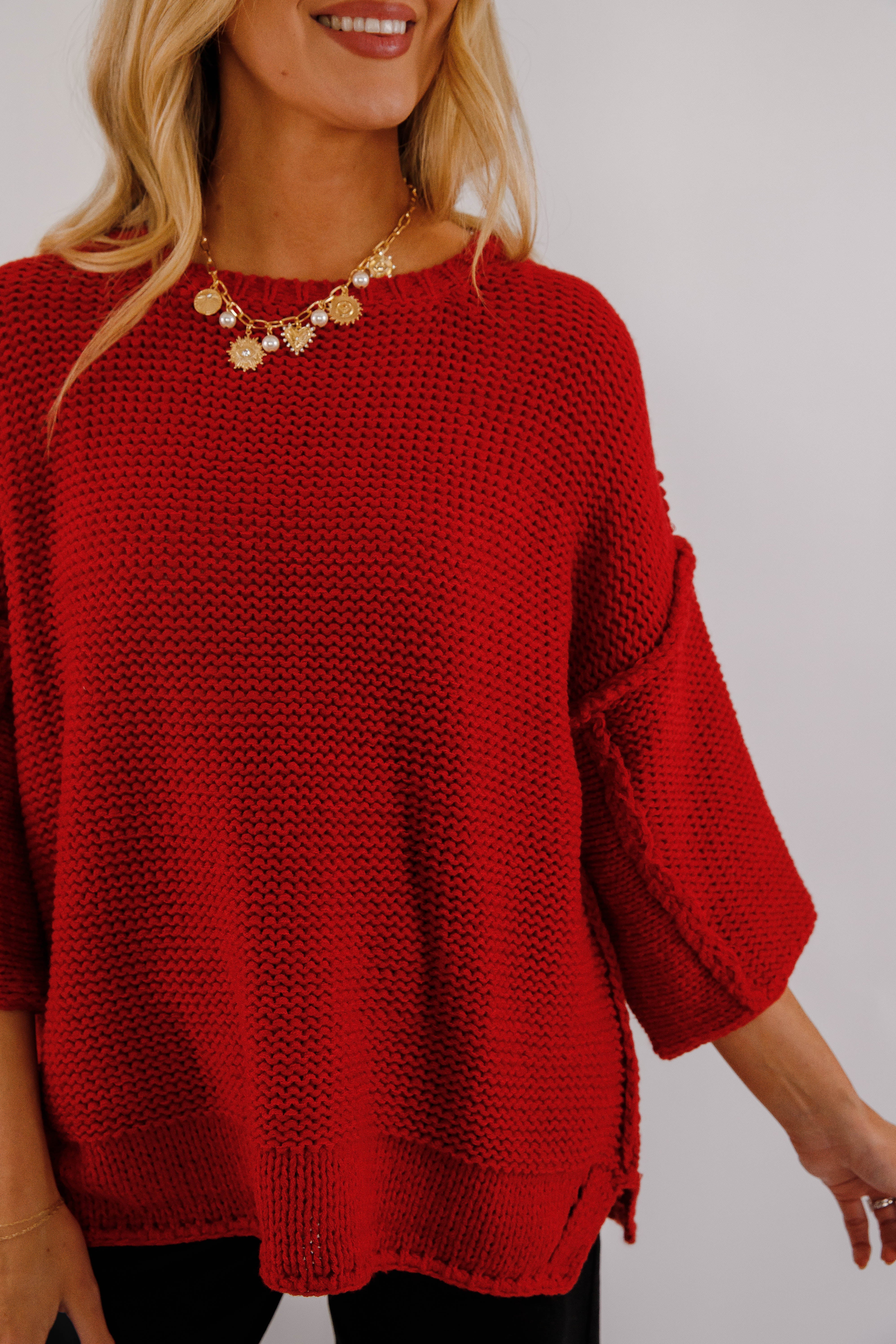 Switch In The Weather Sweater-Red