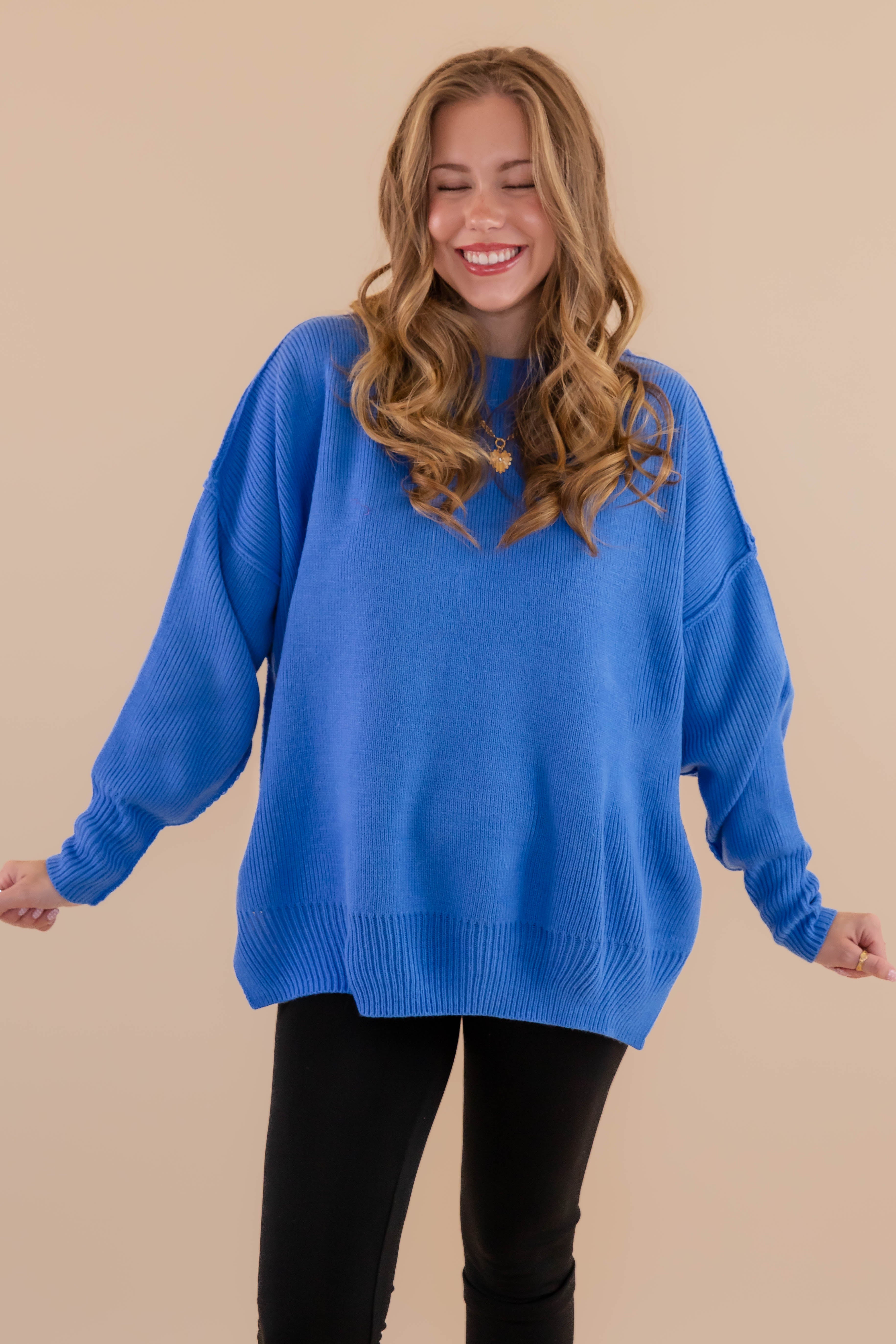 Meet Me At the Rink Sweater-Cobalt