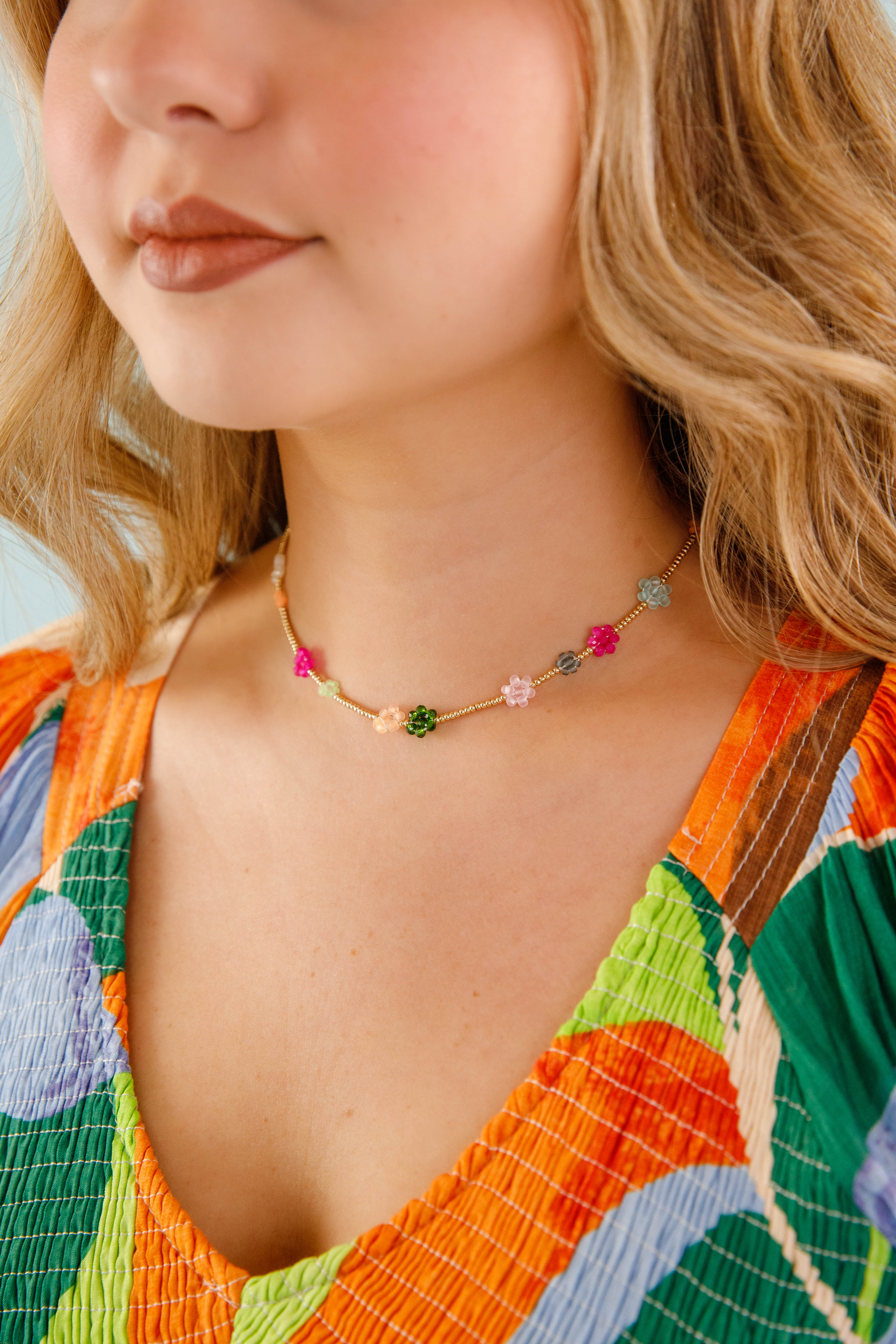 Darling Daisies Beaded Necklace