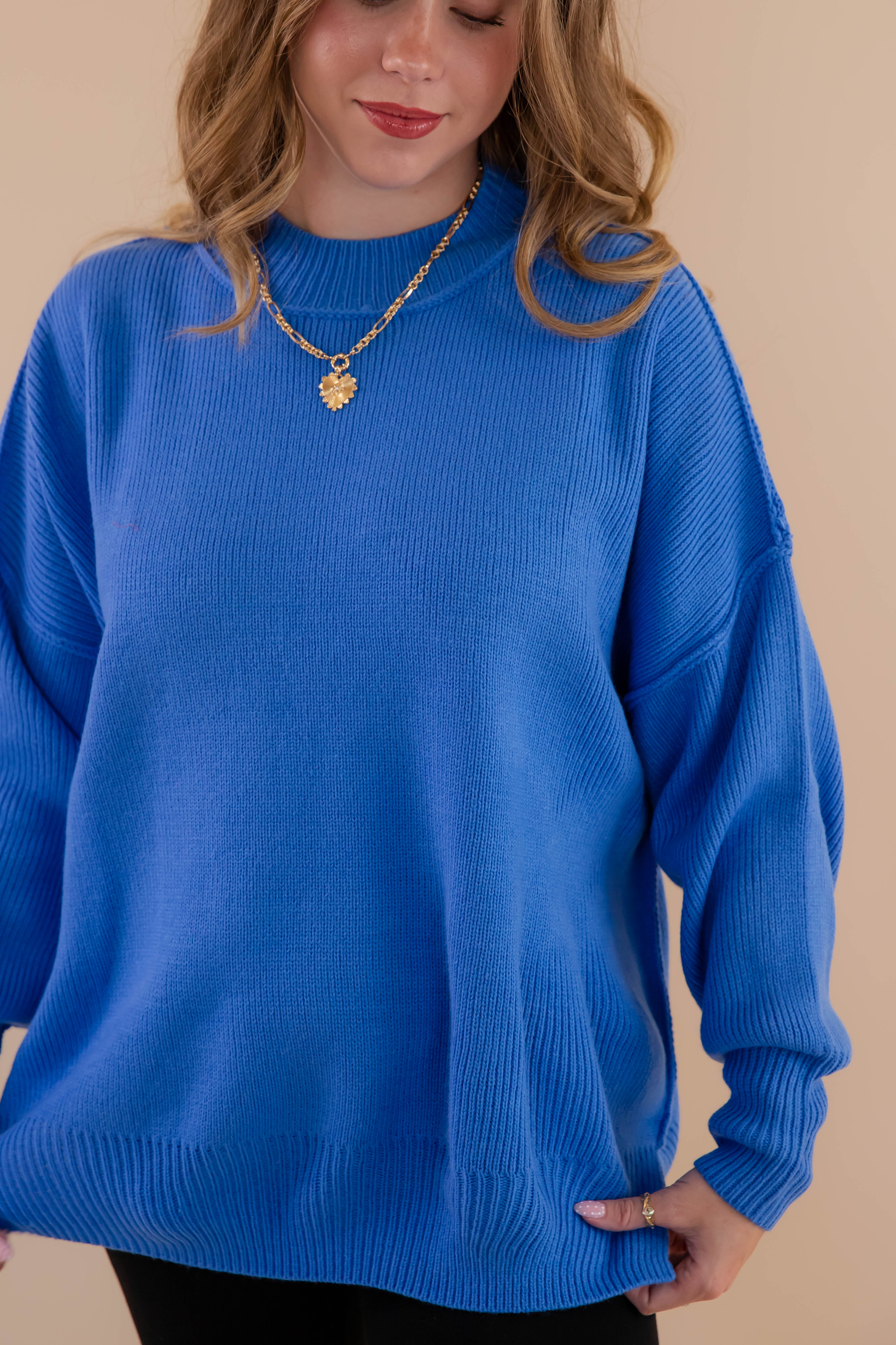 Meet Me At the Rink Sweater-Cobalt