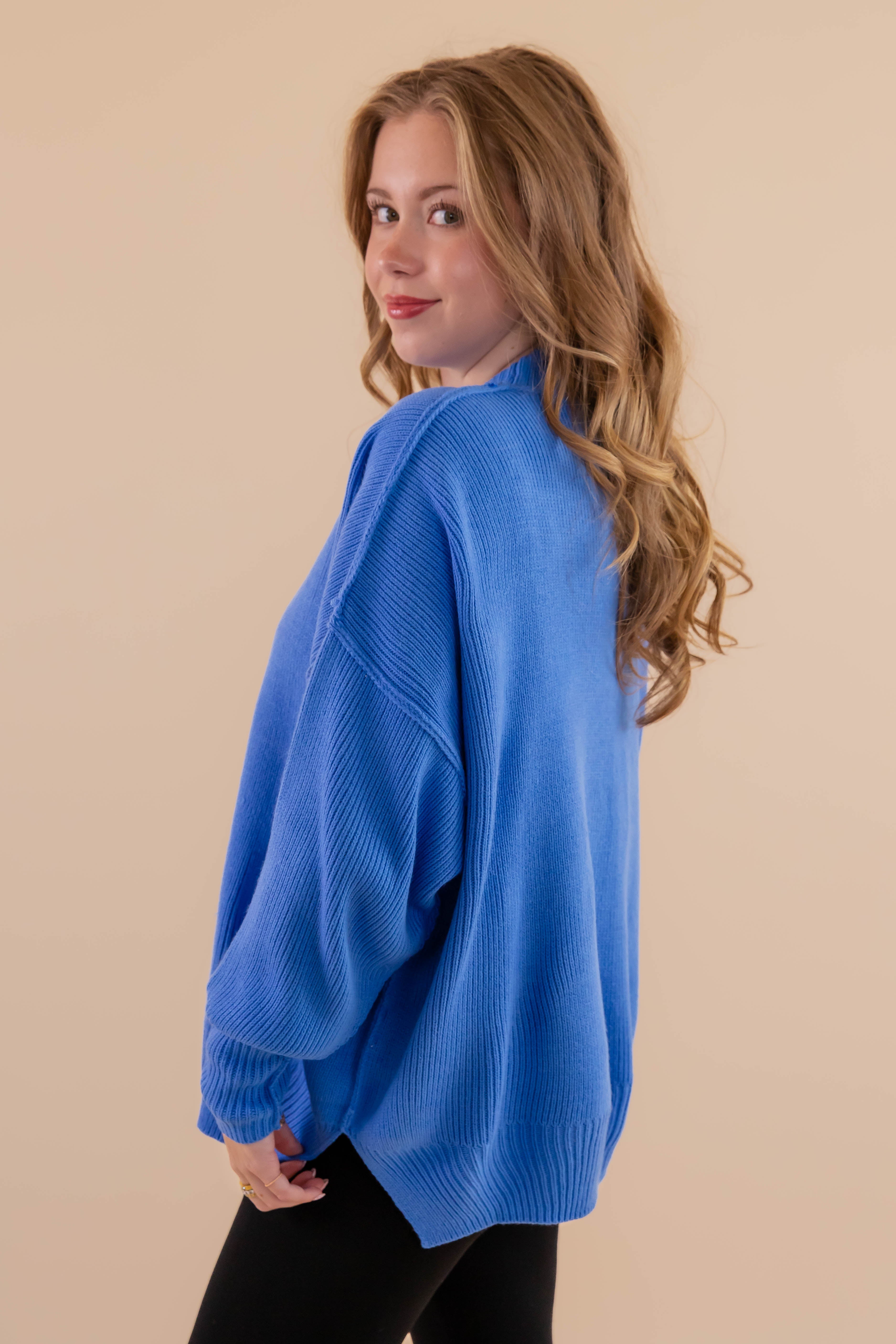 Meet Me At the Rink Sweater-Cobalt