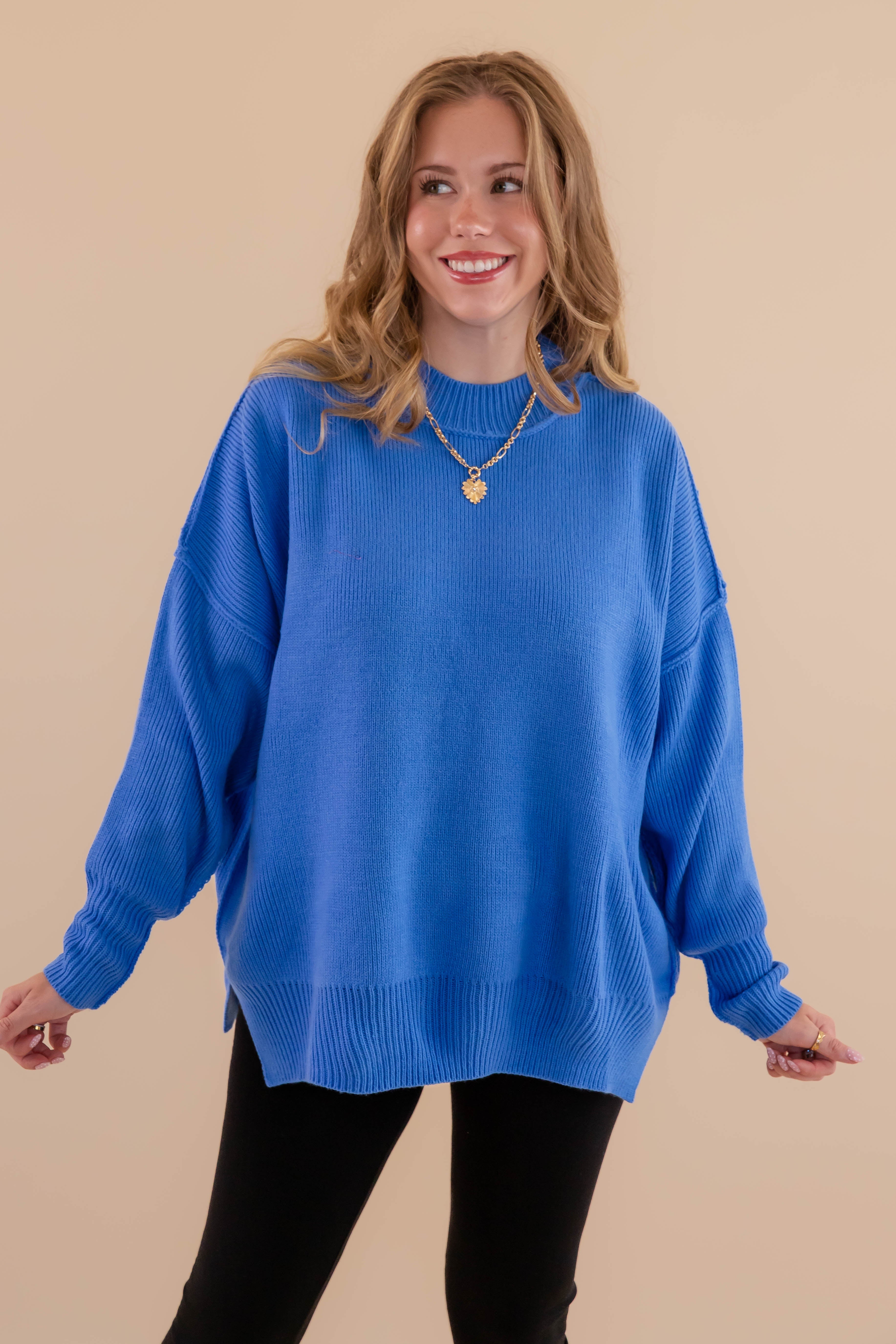 Meet Me At the Rink Sweater-Cobalt
