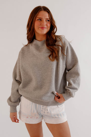 What Matters Most Mockneck Pullover-Grey