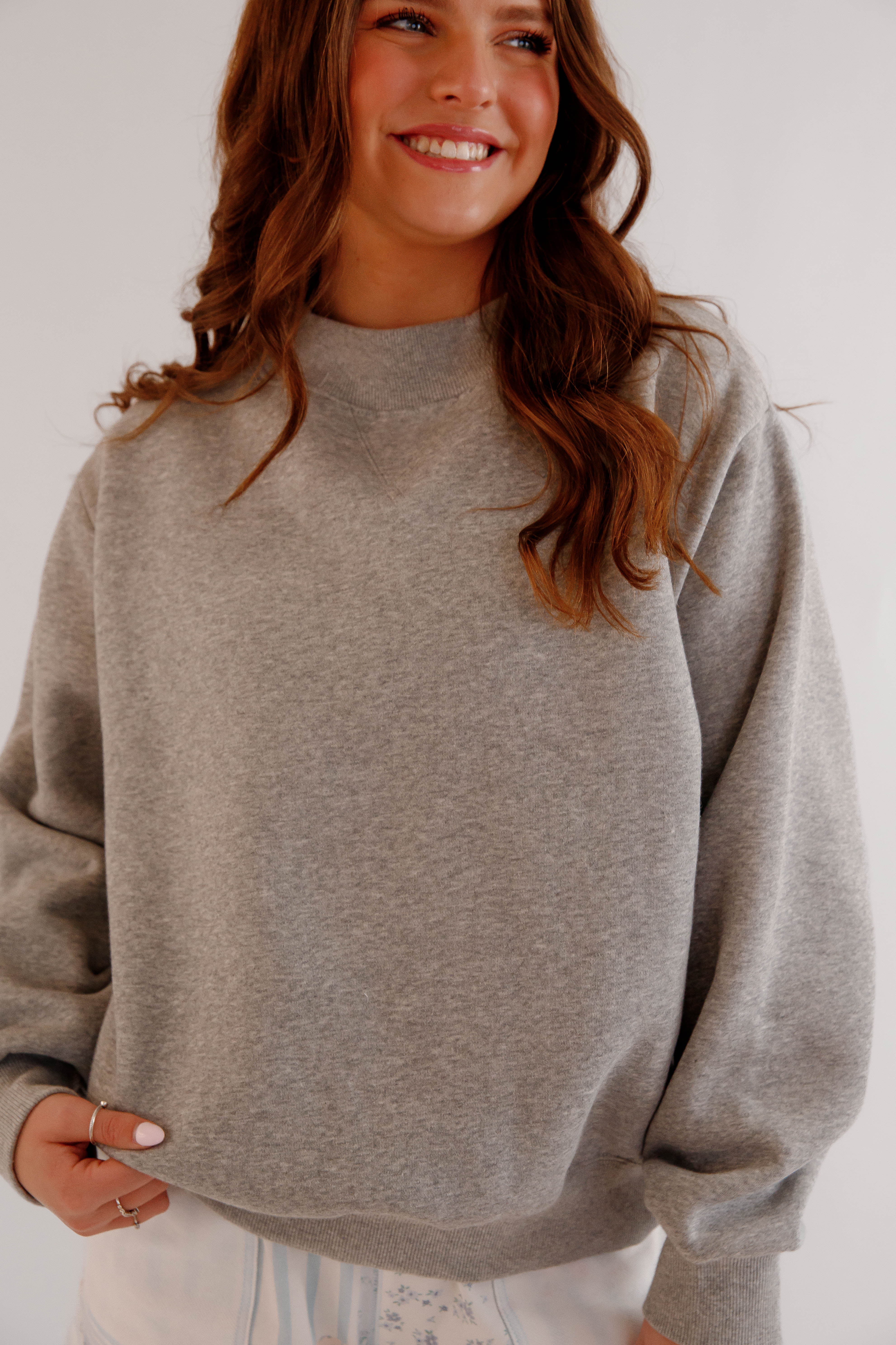What Matters Most Mockneck Pullover-Grey