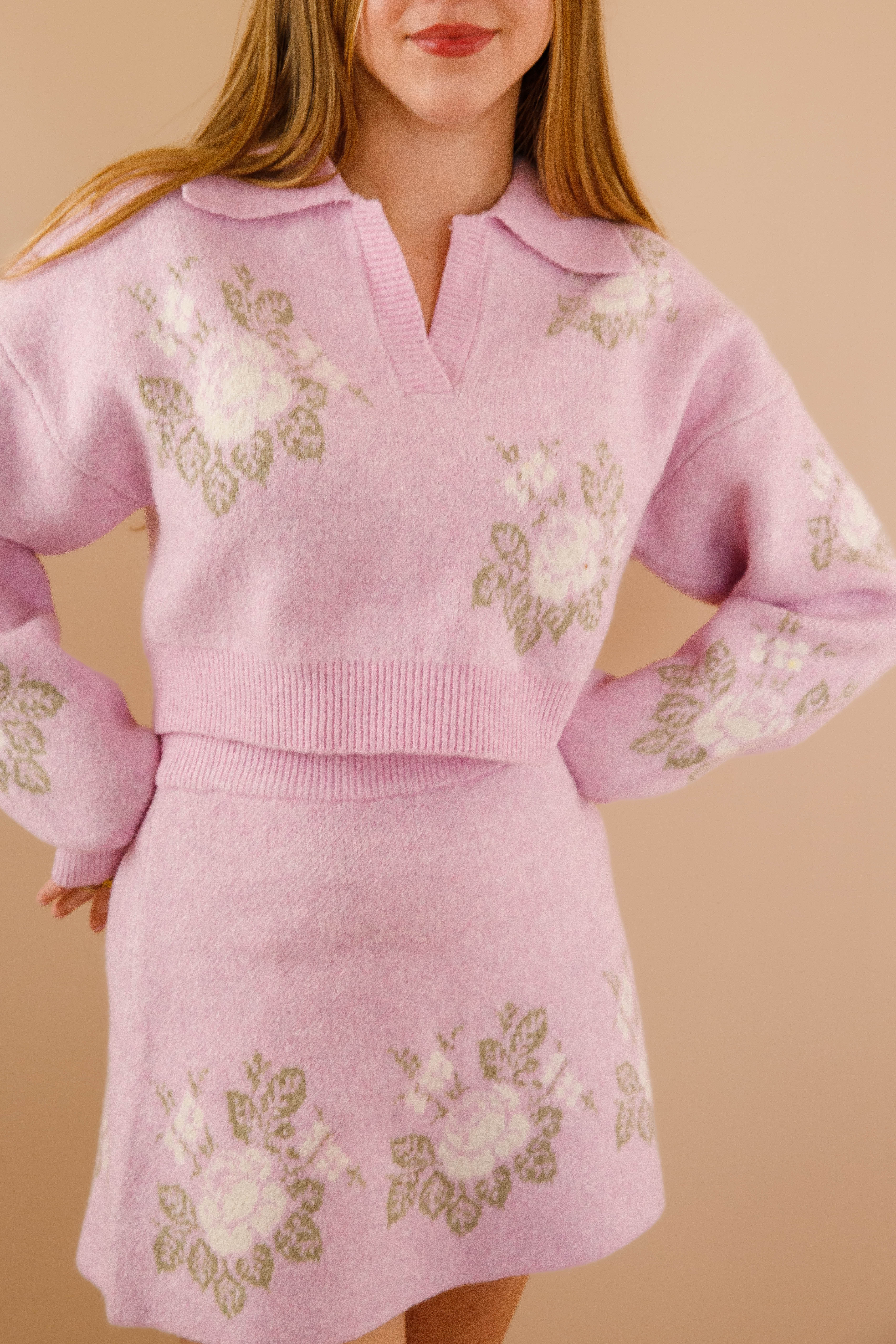 Blossom Boulevard Knit Mini Skirt