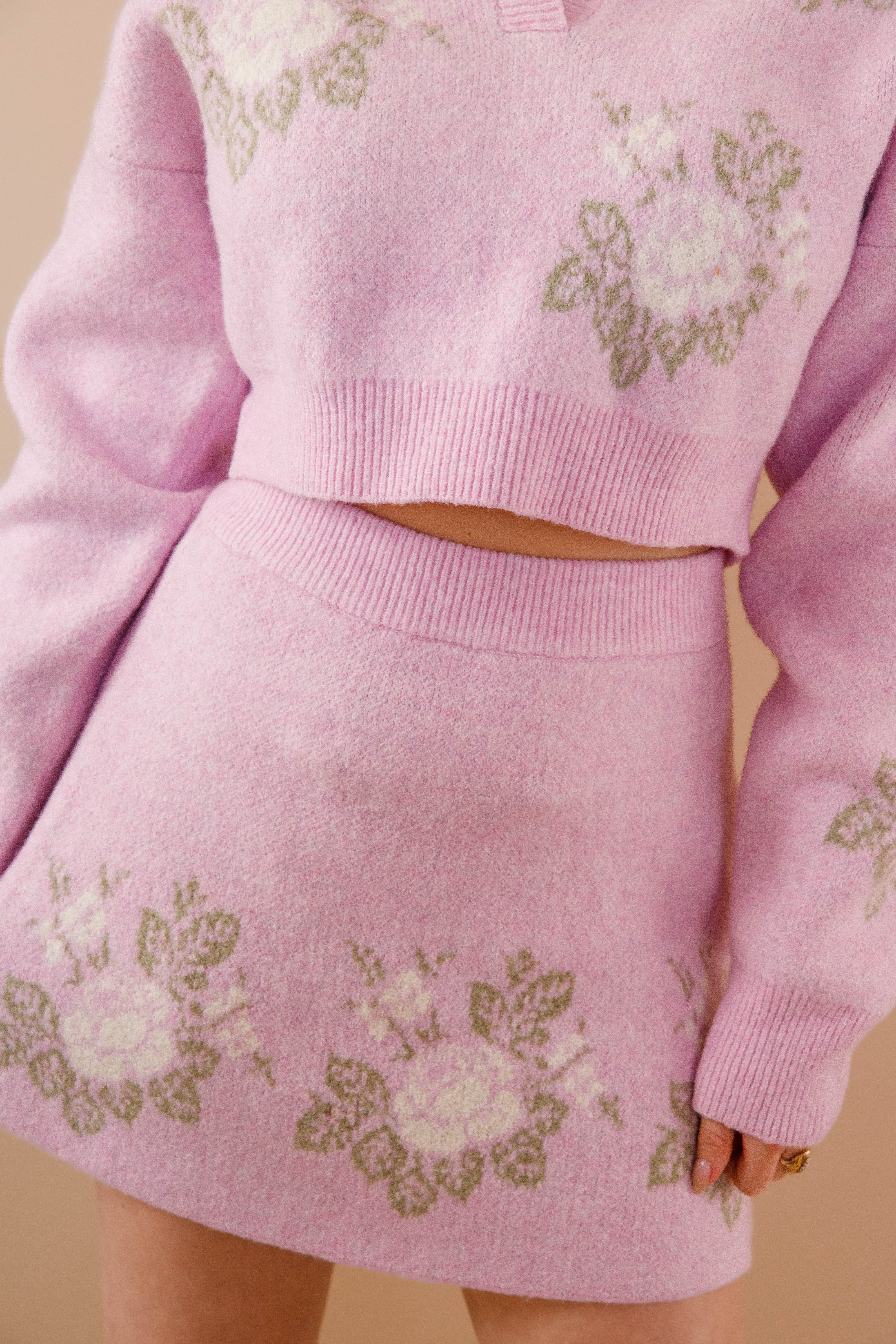 Blossom Boulevard Knit Mini Skirt