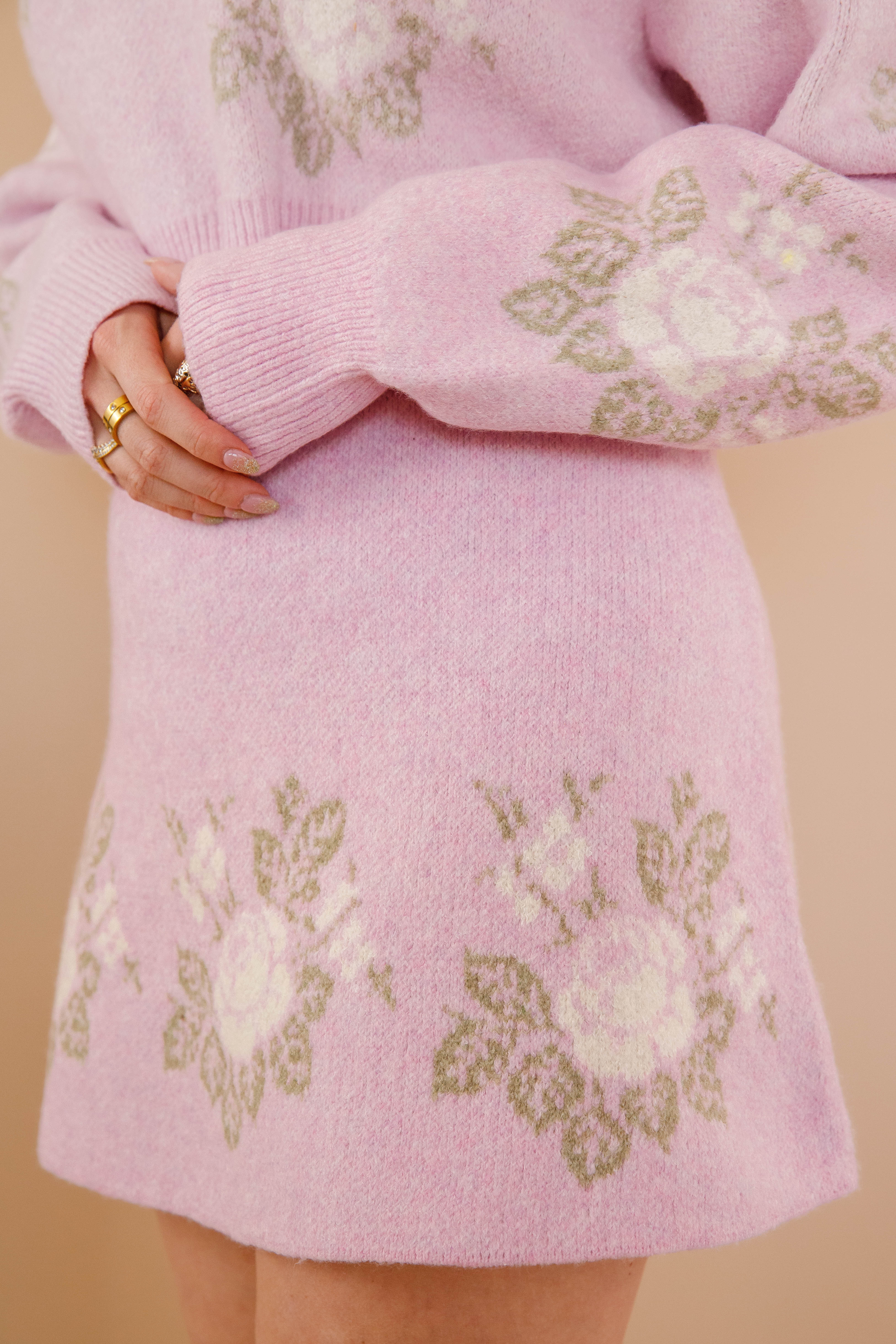Blossom Boulevard Knit Mini Skirt