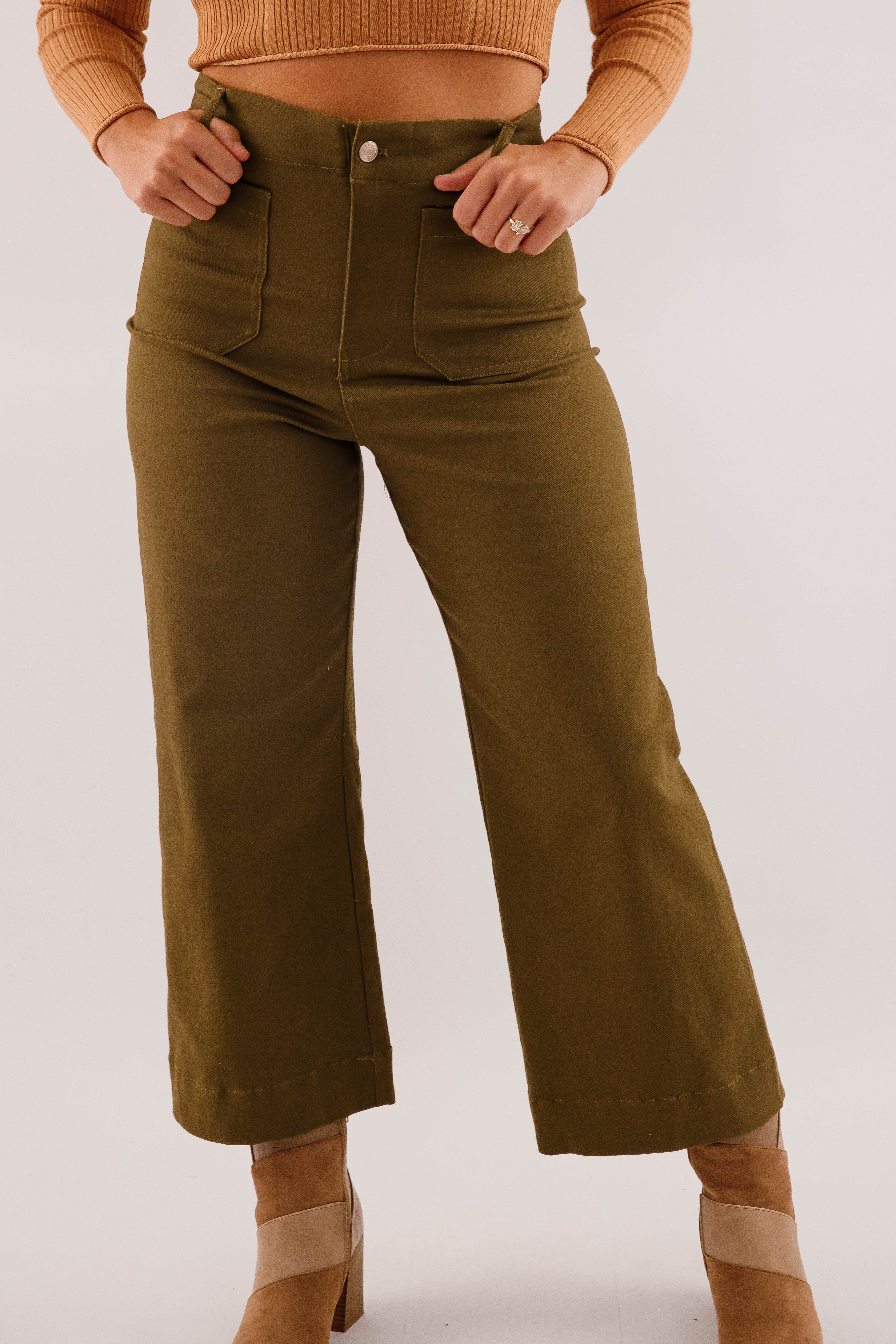 Taking A Pause Denim-Olive
