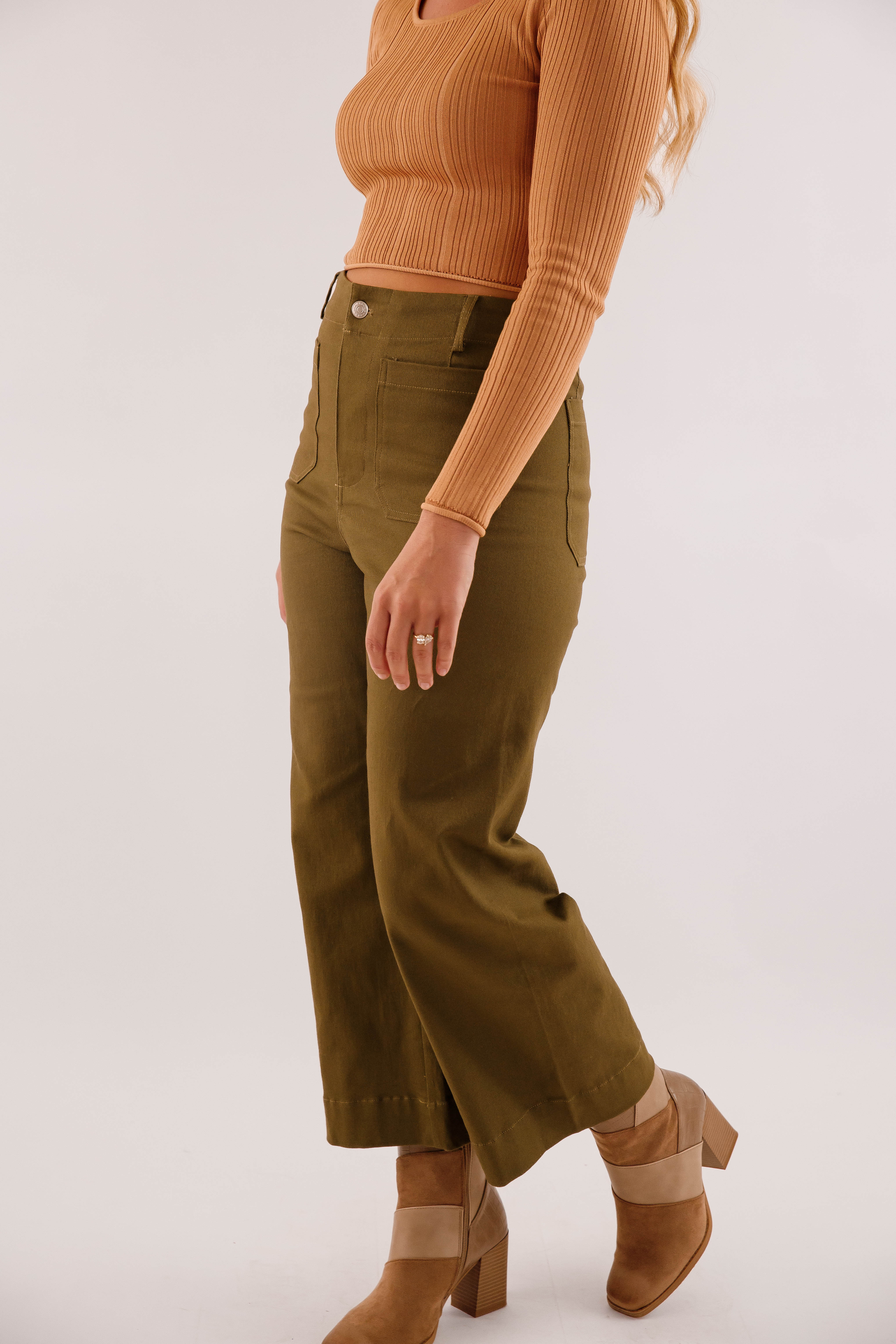 Taking A Pause Denim-Olive