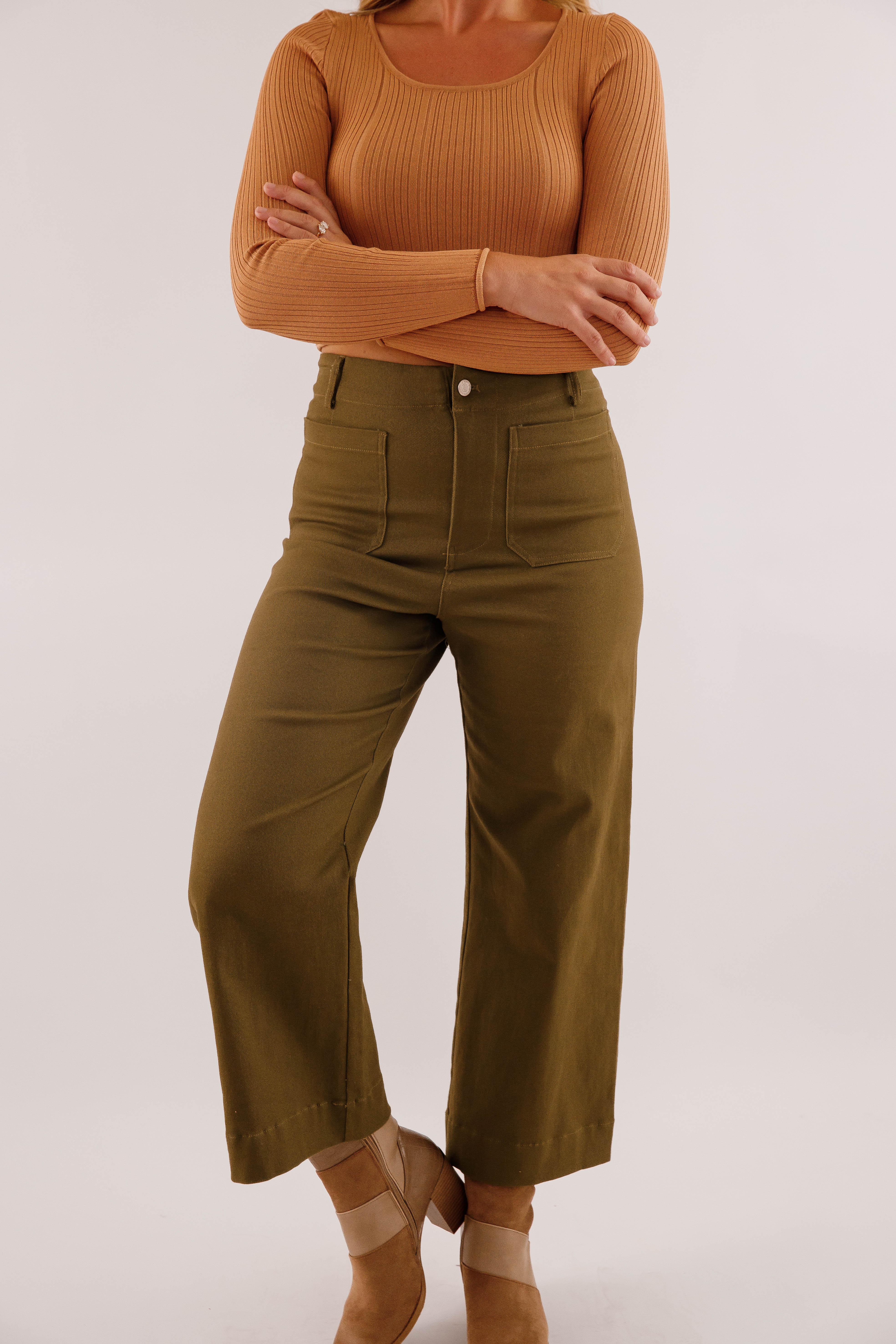Taking A Pause Denim-Olive