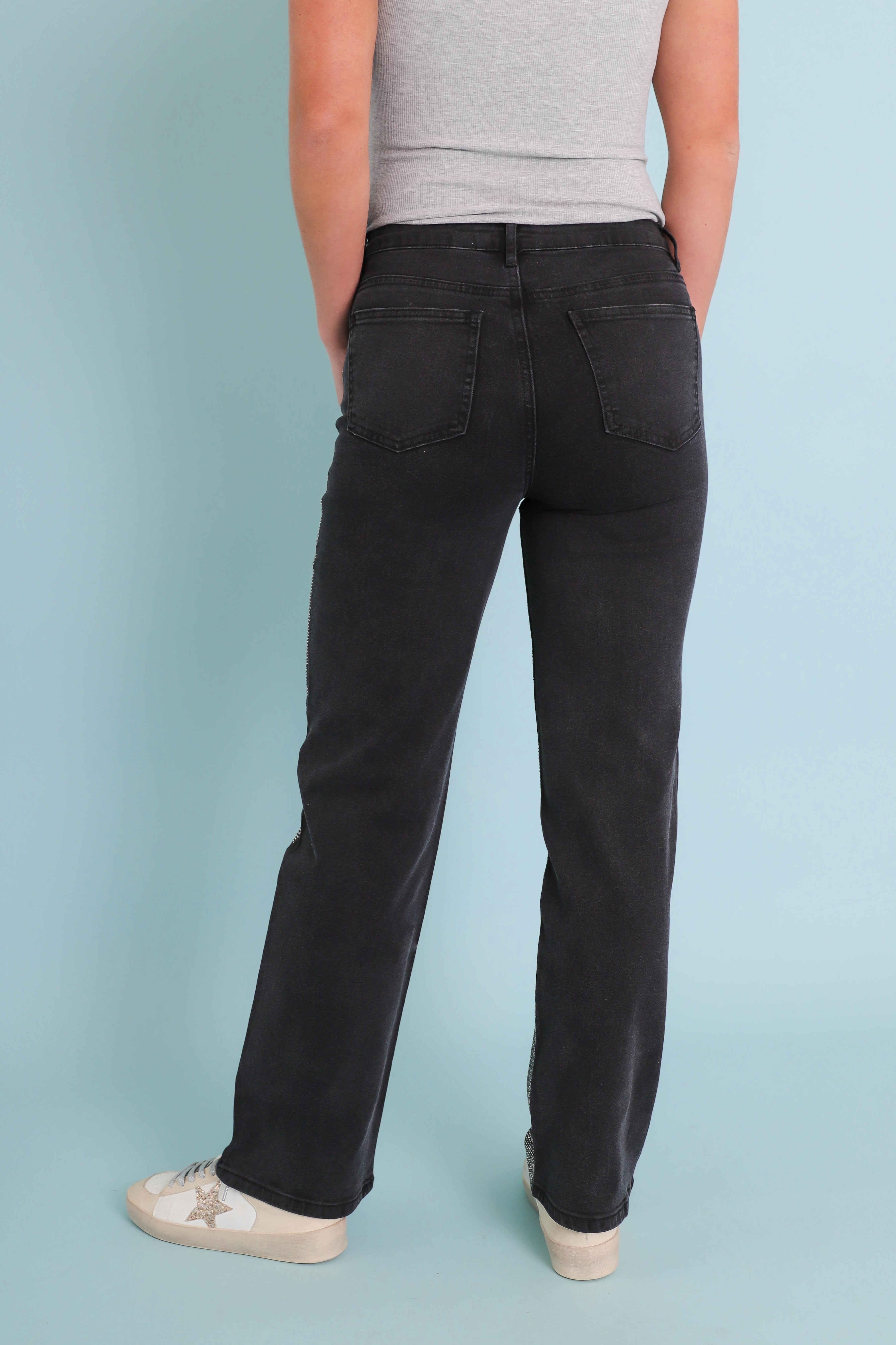 Ready To Rock Rhinestone Denim-Black