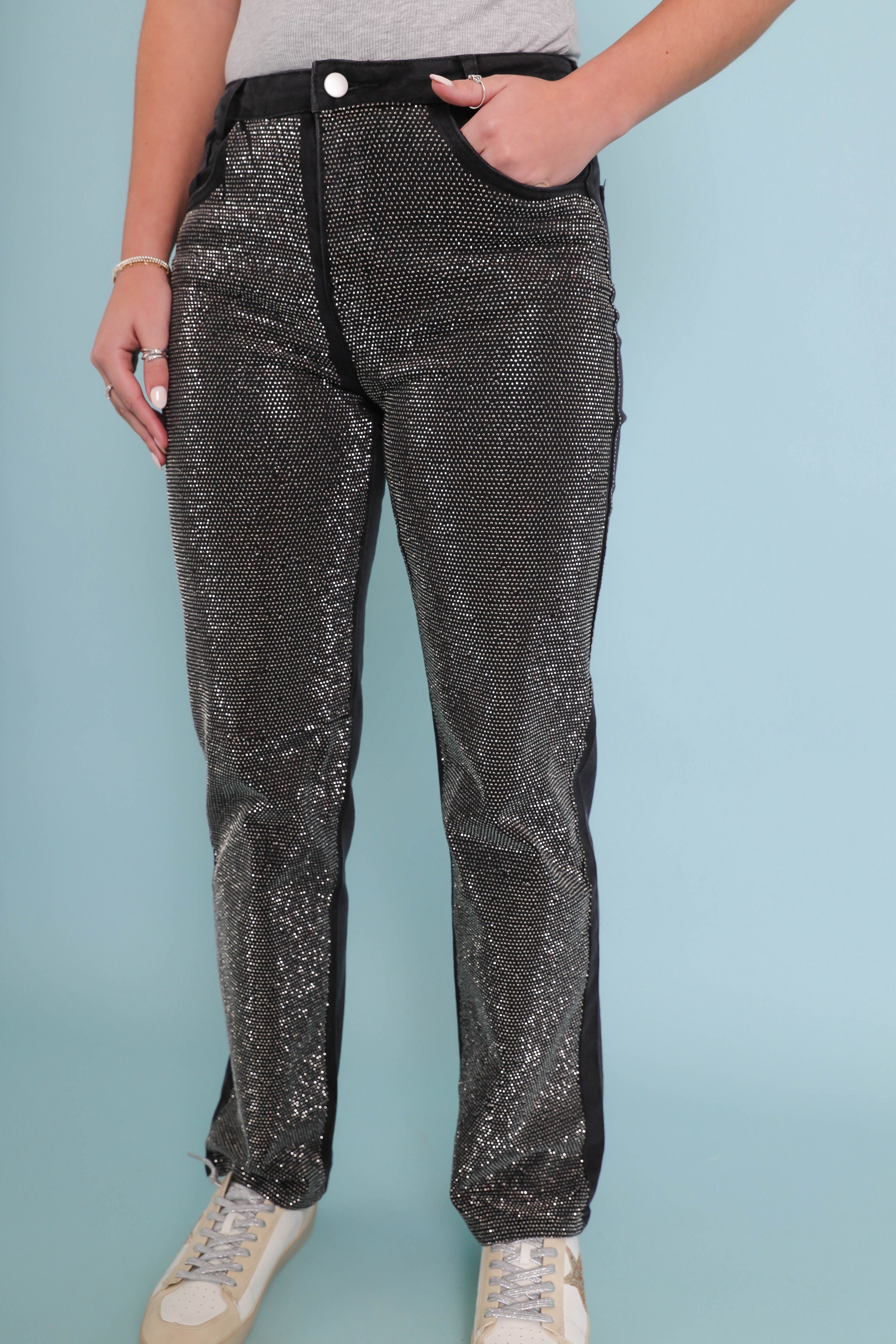 Ready To Rock Rhinestone Denim-Black