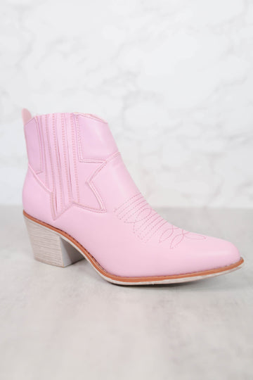 RESTOCK: Lizzie Western Booties-Pink