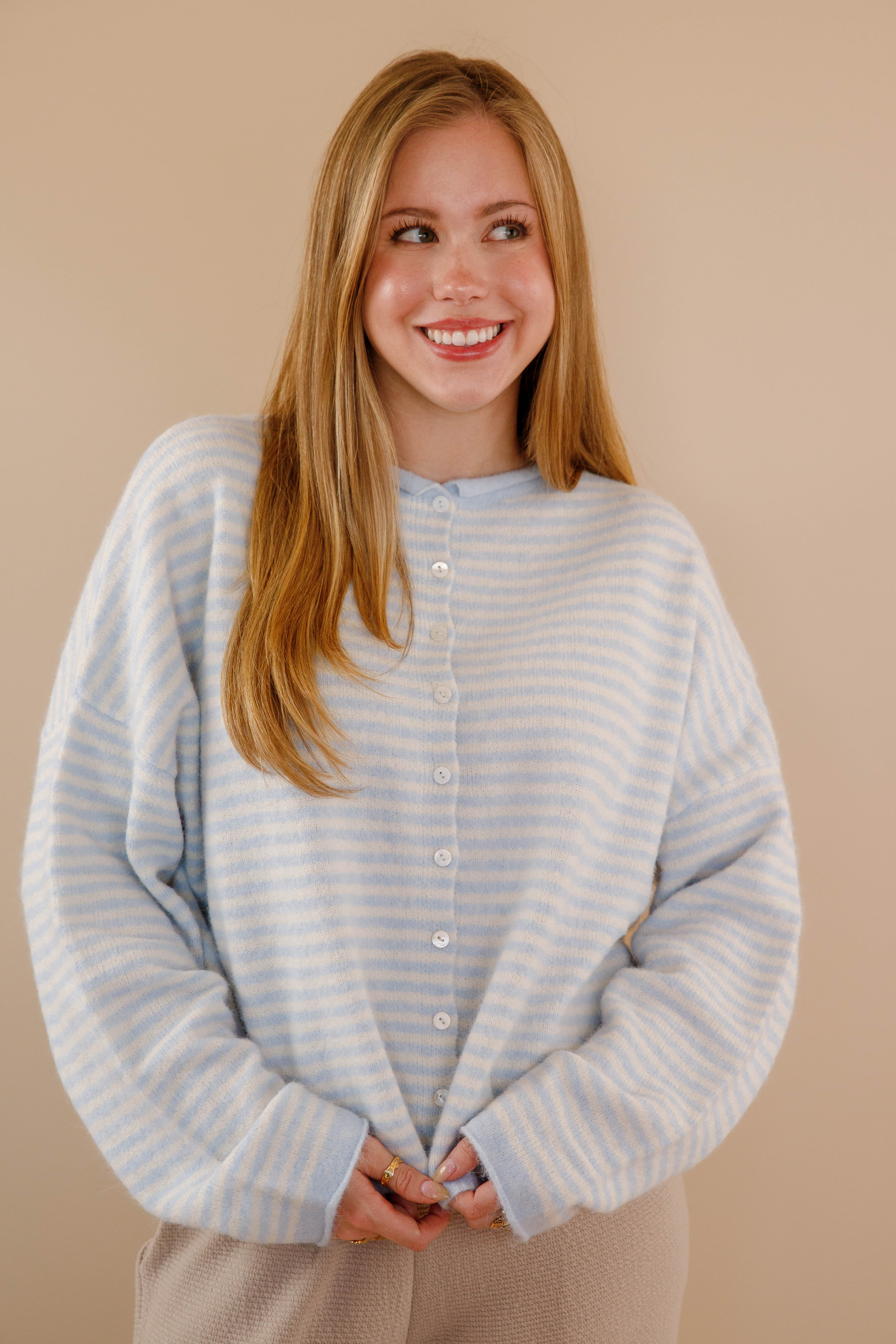 Take One More Look Cardigan-Baby Blue