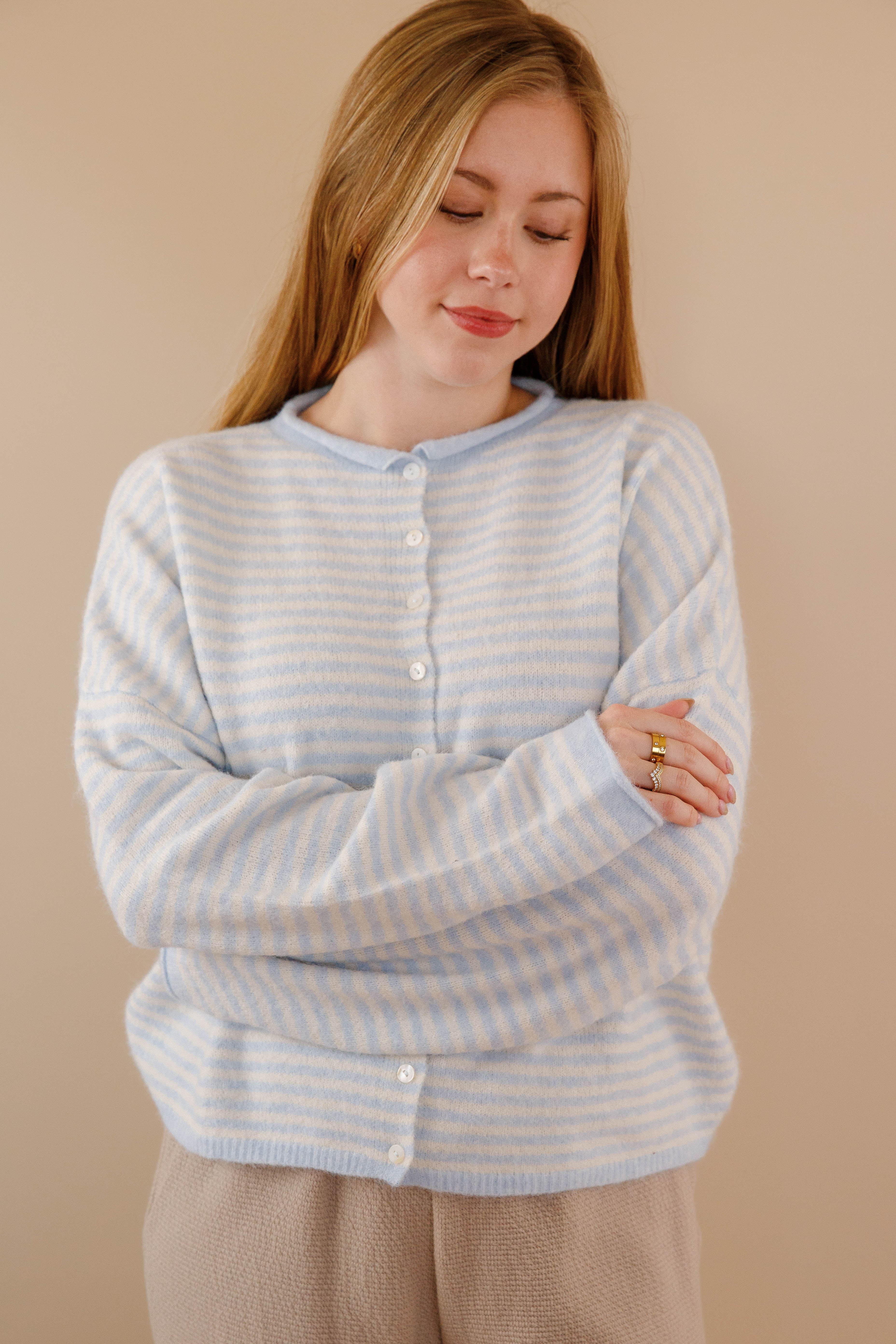 Take One More Look Cardigan-Baby Blue