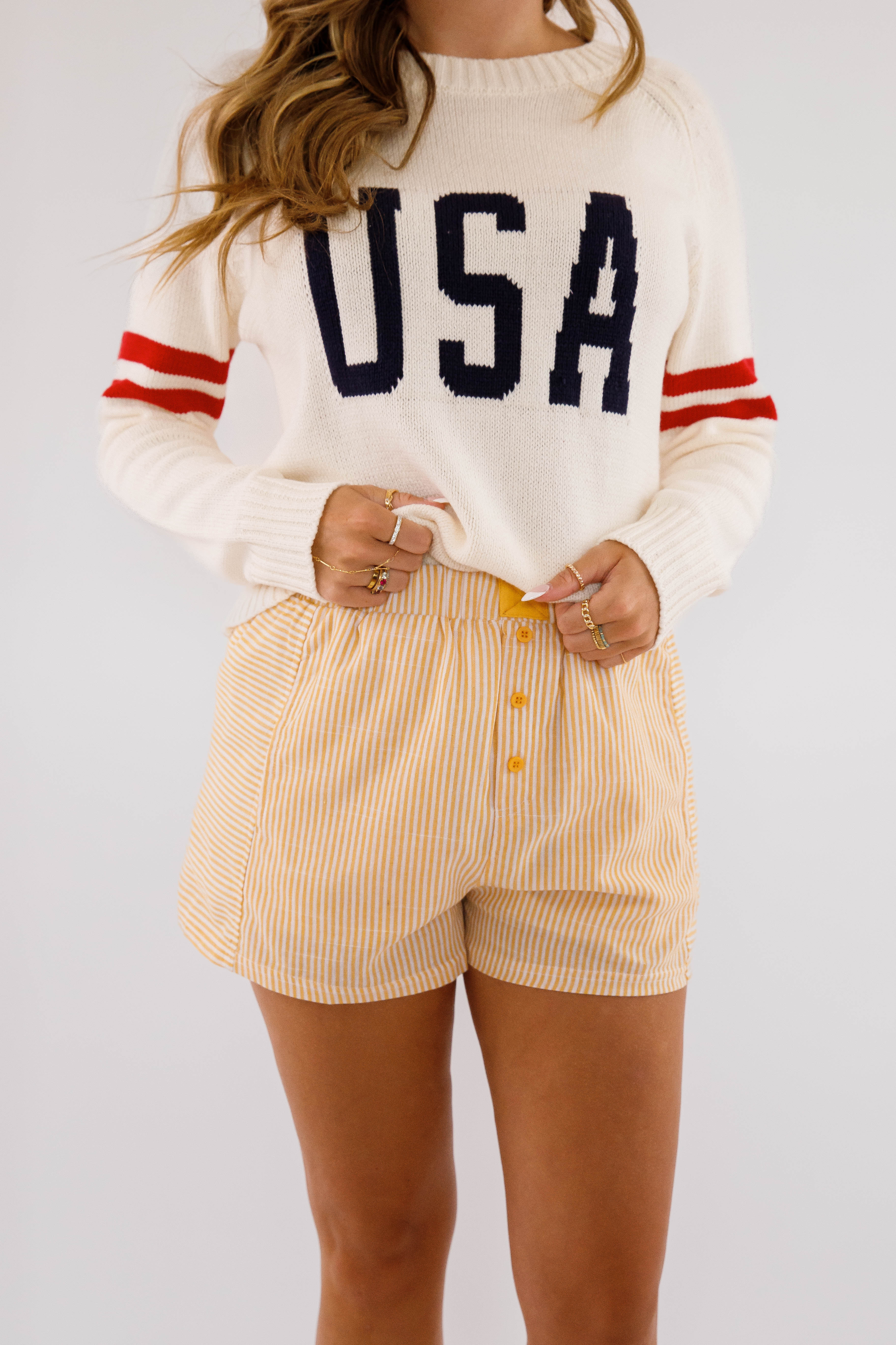 Very Fitting Shorts-Yellow Stripe