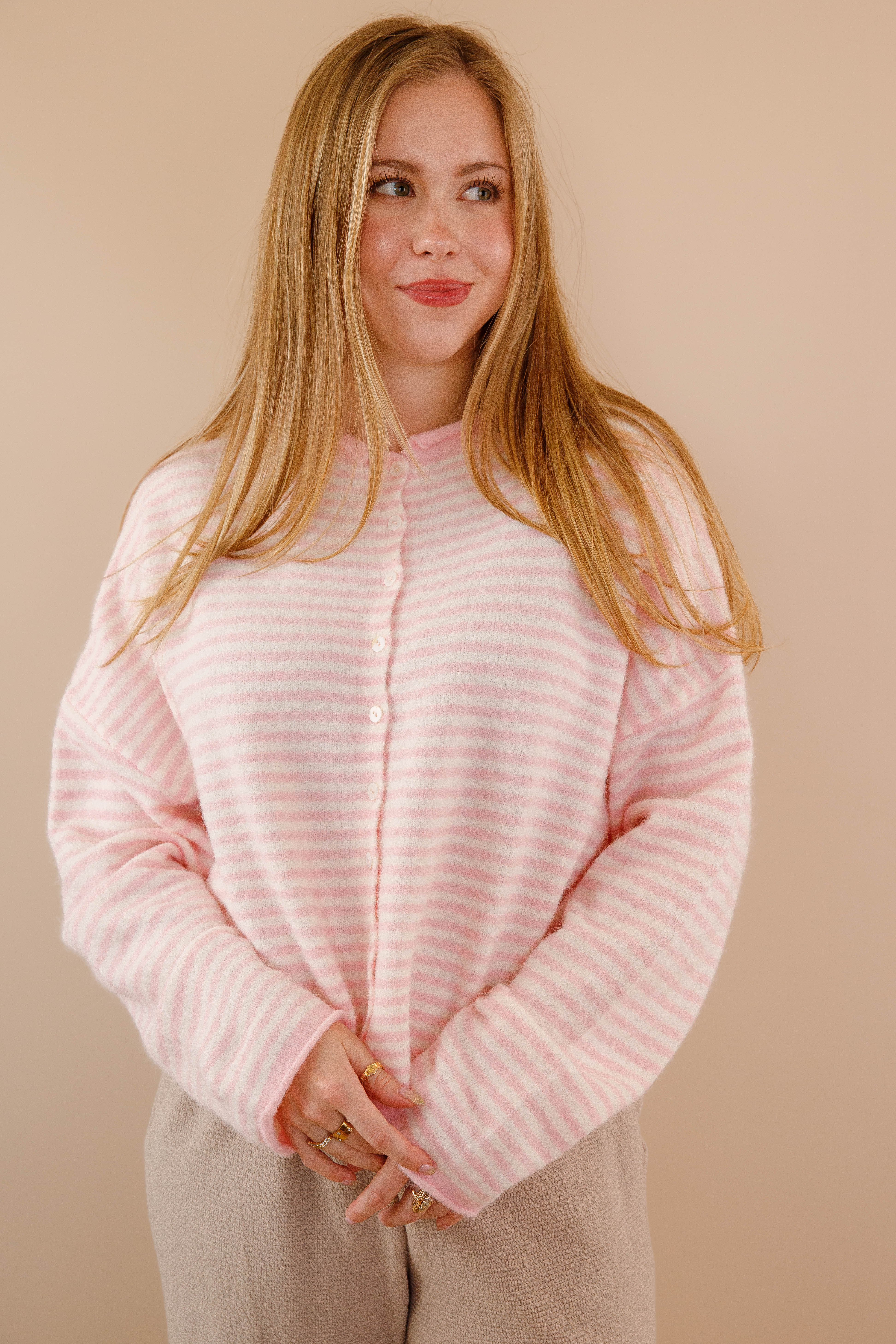 Take One More Look Cardigan-Blush