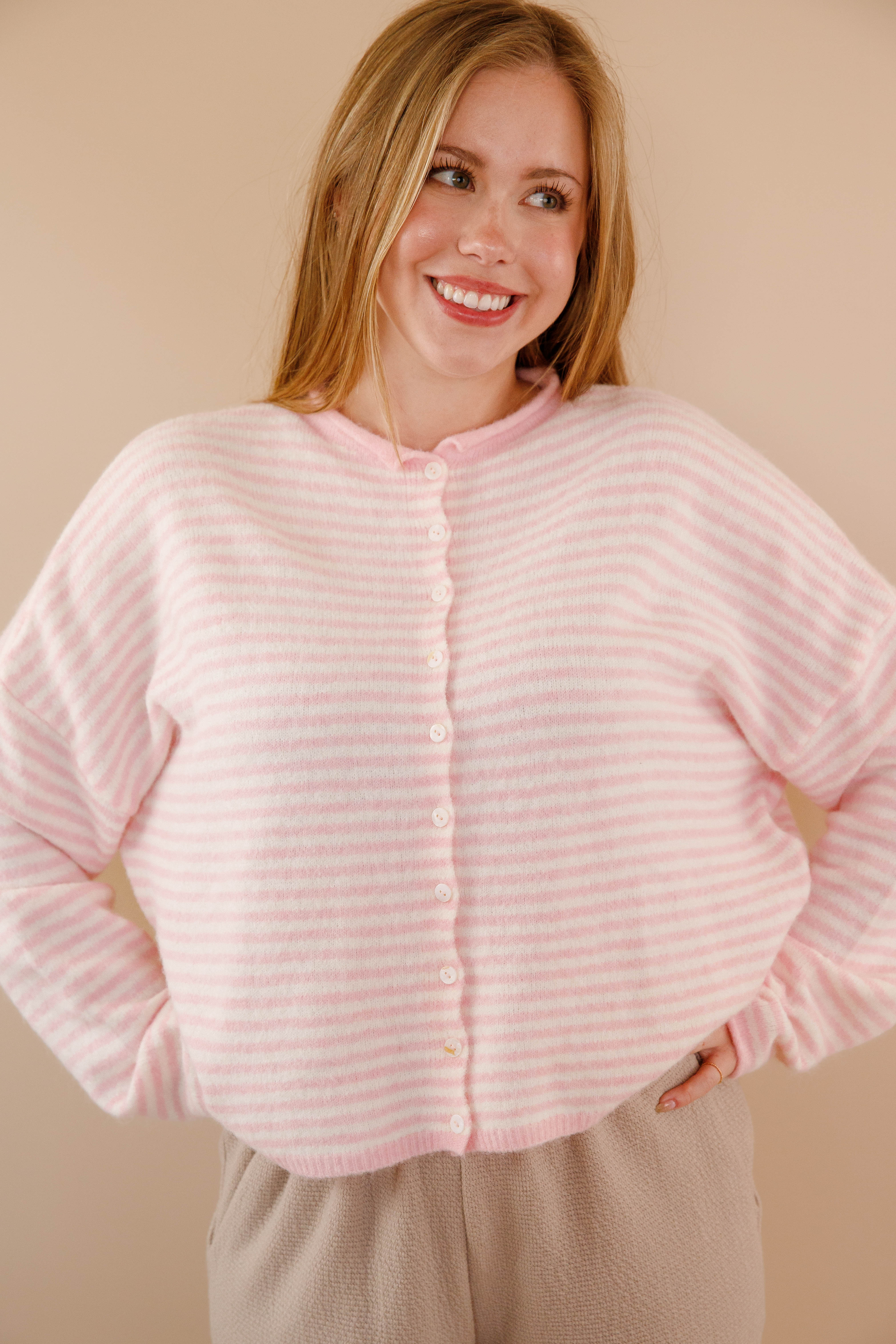 Take One More Look Cardigan-Blush