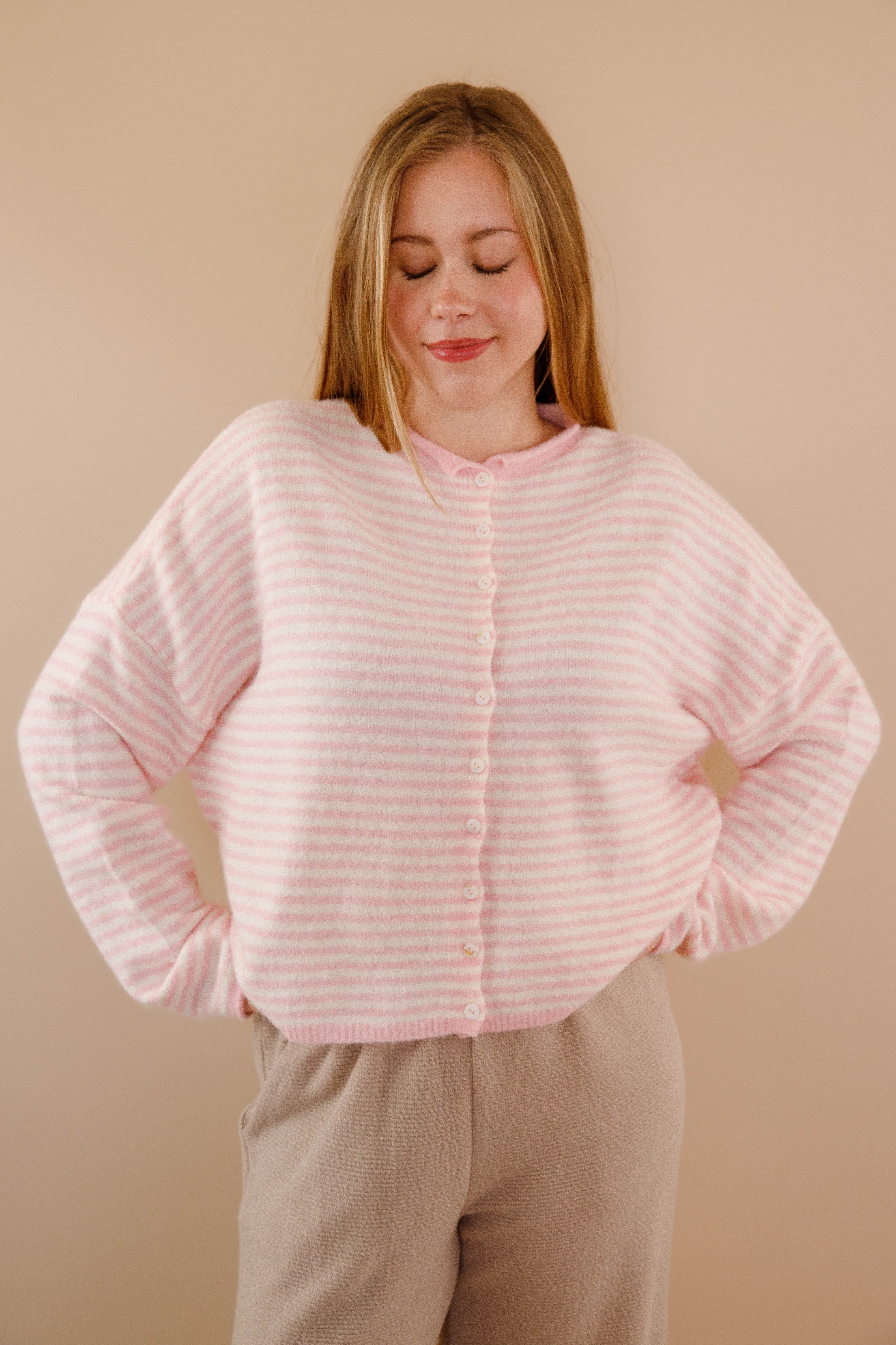 Take One More Look Cardigan-Blush